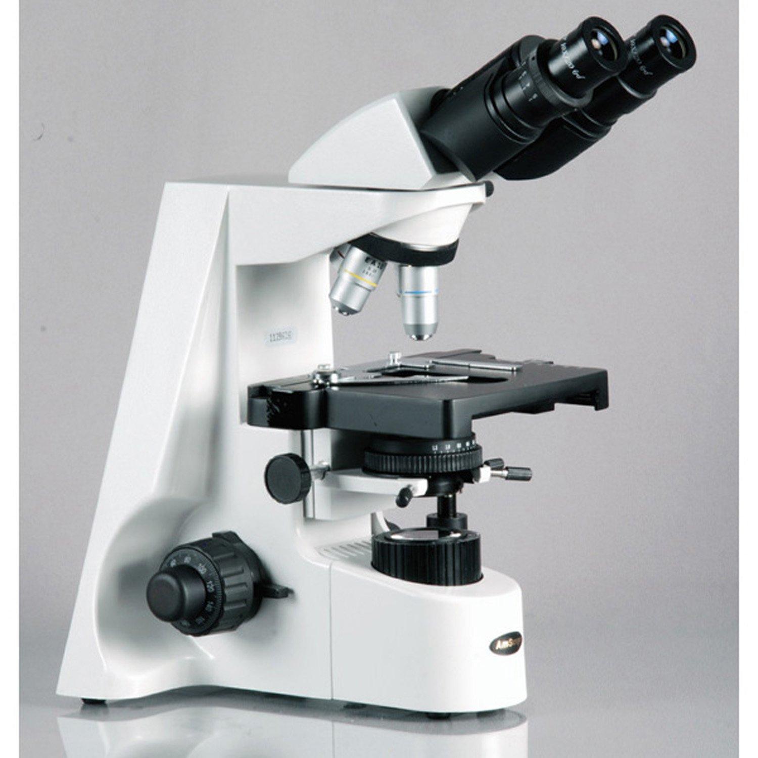 AmScope AmScope B660C Siedentopf Binocular Compound Microscope, 40X-2500X Magnification, WH10x and WH25x Super-Widefield Eyepieces, Semi-Plan Objectives, Brightfield, Kohler Condenser, Double-Layer Mechanical