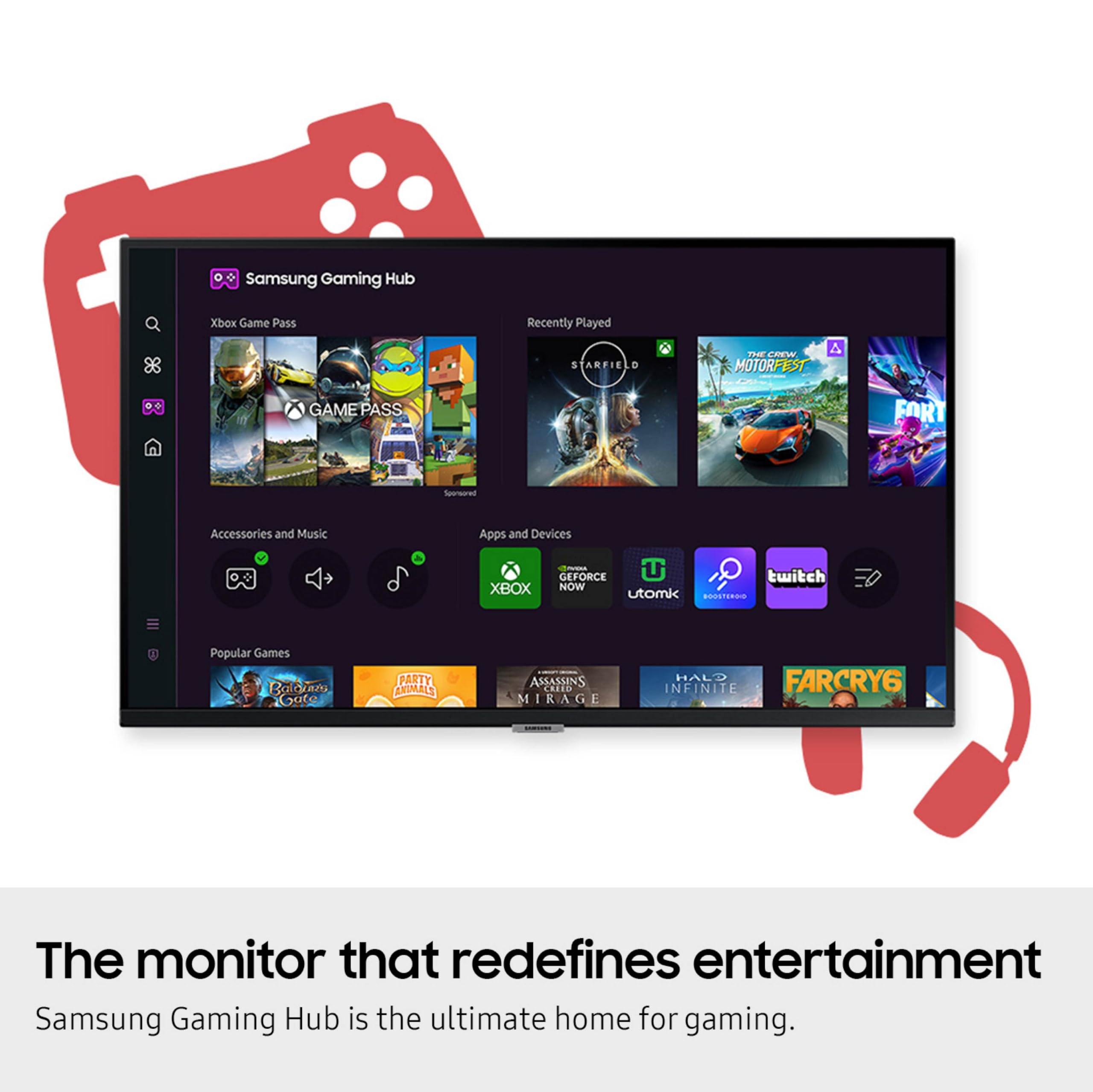 SAMSUNG SAMSUNG 43-Inch M7 (M70D) Series 4K UHD Smart Monitor, Speakers, HDR10, USB-C, Multiple Ports, Gaming Hub, SolarCell Remote, Vision Accessibility Tools, LS43DM702UNXGO, 2024, Black