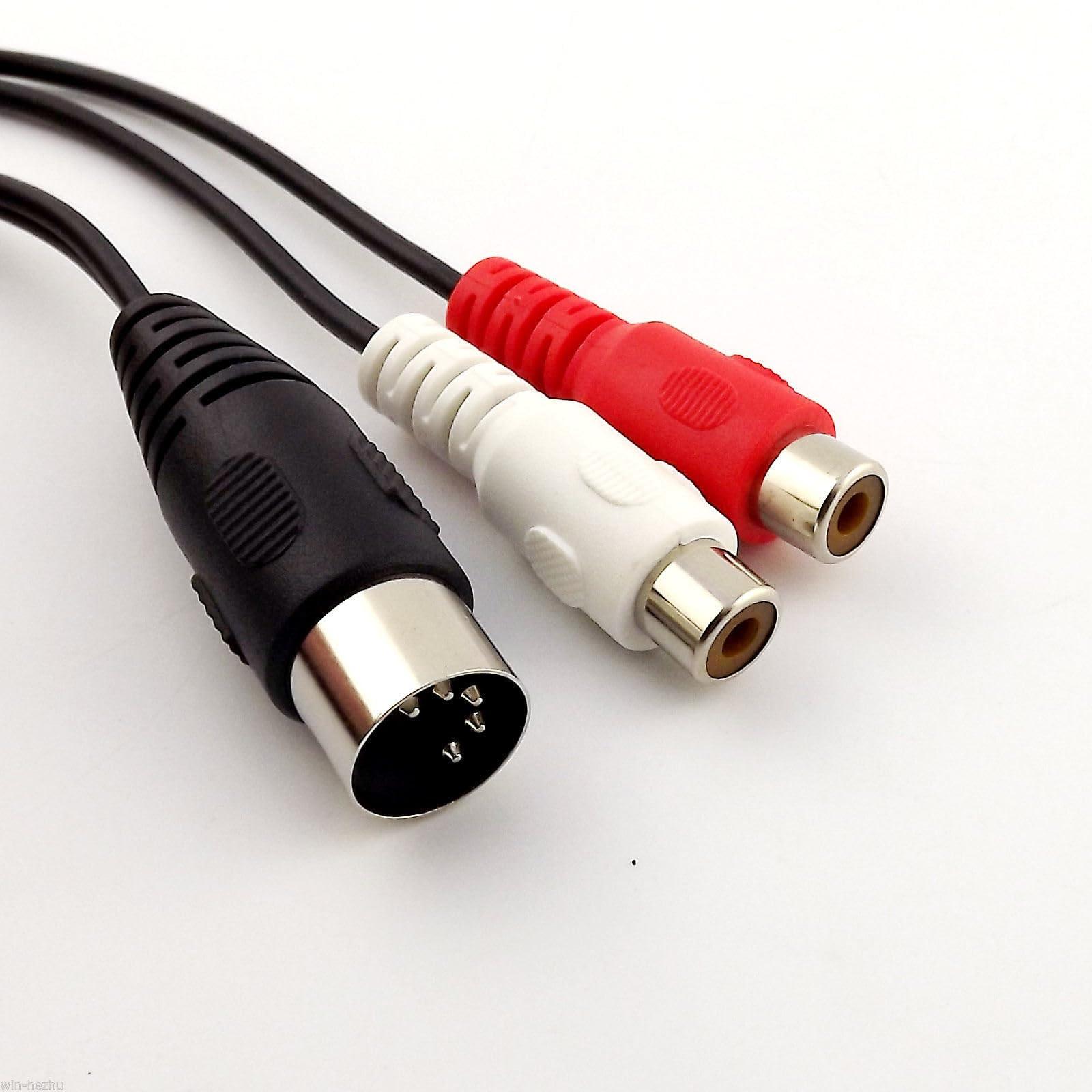 CAUME MIDI DIN 5 PIN Male Plug to Dual RCA Phono Female Jack Audio Adapter Cable 50cm