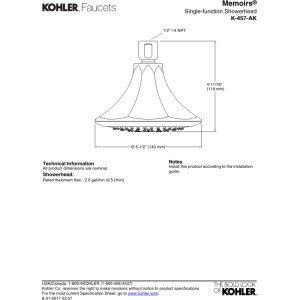 Kohler Kohler K-457-AK-BN 5-1/2\" 1-Function Spray Shower 2.5GPM Nickel