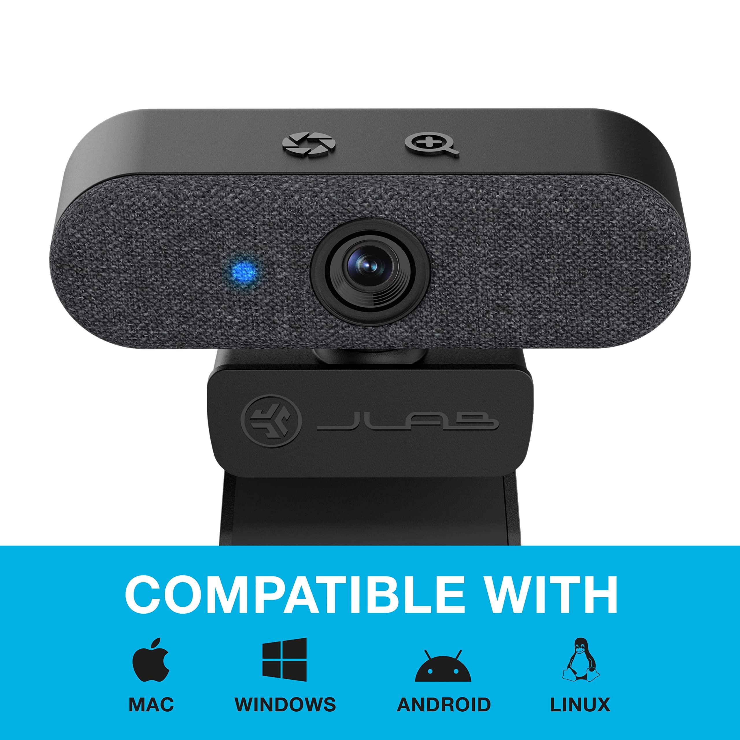 JLab JLab Epic Cam USB HD Webcam, Black with Optional White Face Plate, Full 2k/30 FPS, 5 Megapixels, Auto-Focus, Dual Omni-Directional Microphones, Adjustable Zoom and Exposure Levels