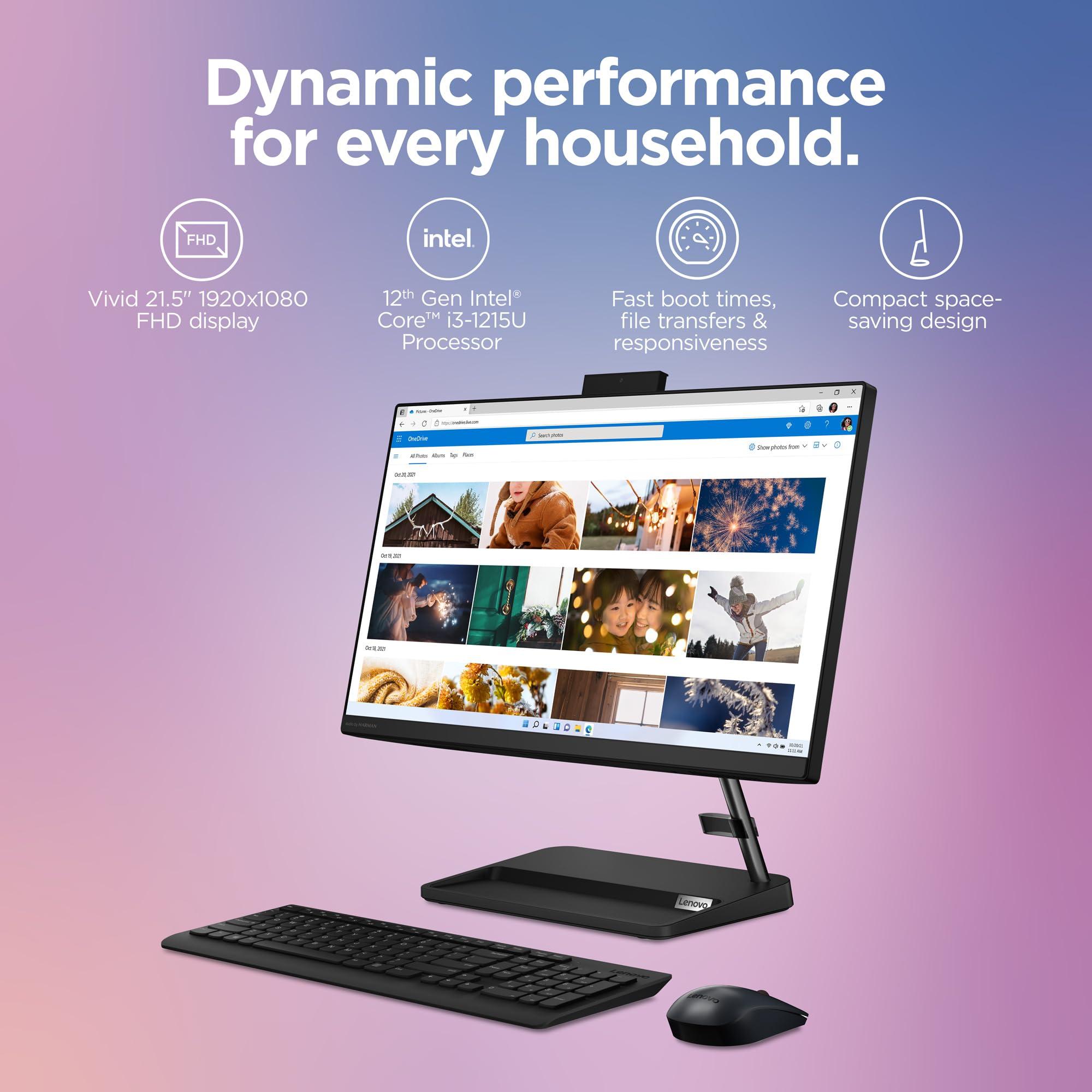 Lenovo Lenovo IdeaCentre AIO 3i - All in One Desktop - PC Computer - Mouse & Keyboard Included - 21.5\" FHD Display - Windows 11-8GB Memory - 256GB Storage - Intel Core i3-1215U