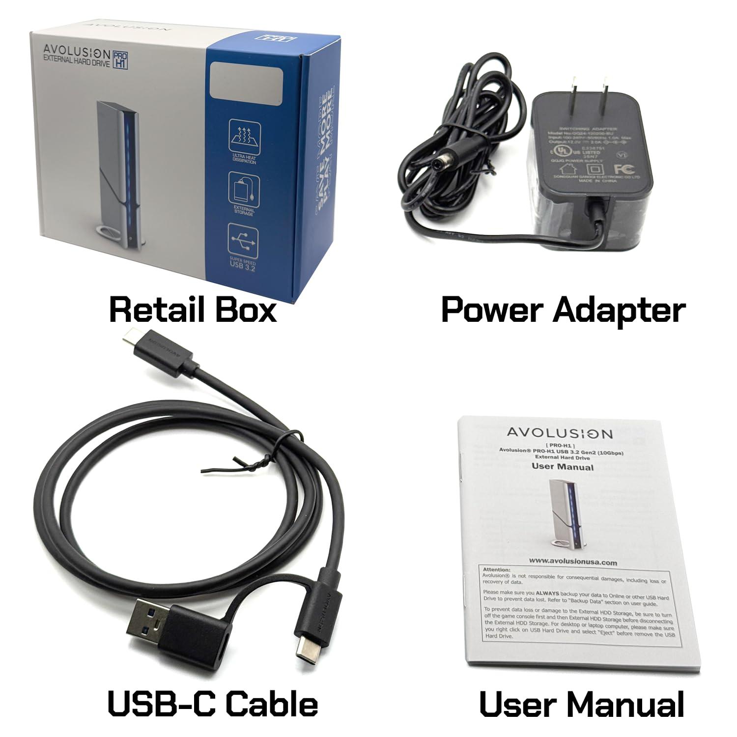 Avolusion Avolusion PRO-H1 8TB 7200RPM USB 3.2 Gen2 (10Gbps) External Hard Drive (for Windows or MacOS Desktop PC/Laptop) (Renewed)