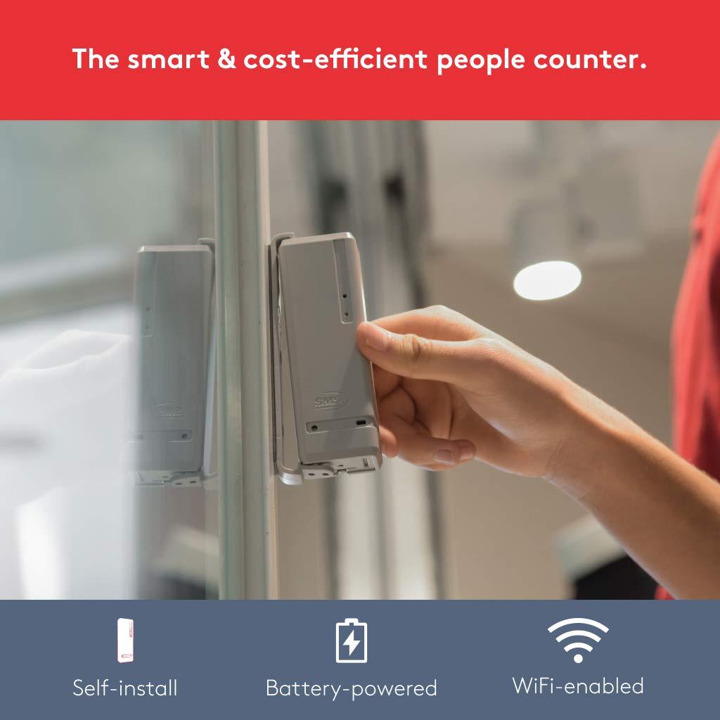 SMS Storetraffic Pearl People Counter: Fully Wireless 2.4ghz Wi-Fi Visitor Counter/Patron Counter/Door Counter/Retail Customer Traffic Counter - in & Out Detection - Standard AA Batteries - iOS & Android App (Grey)
