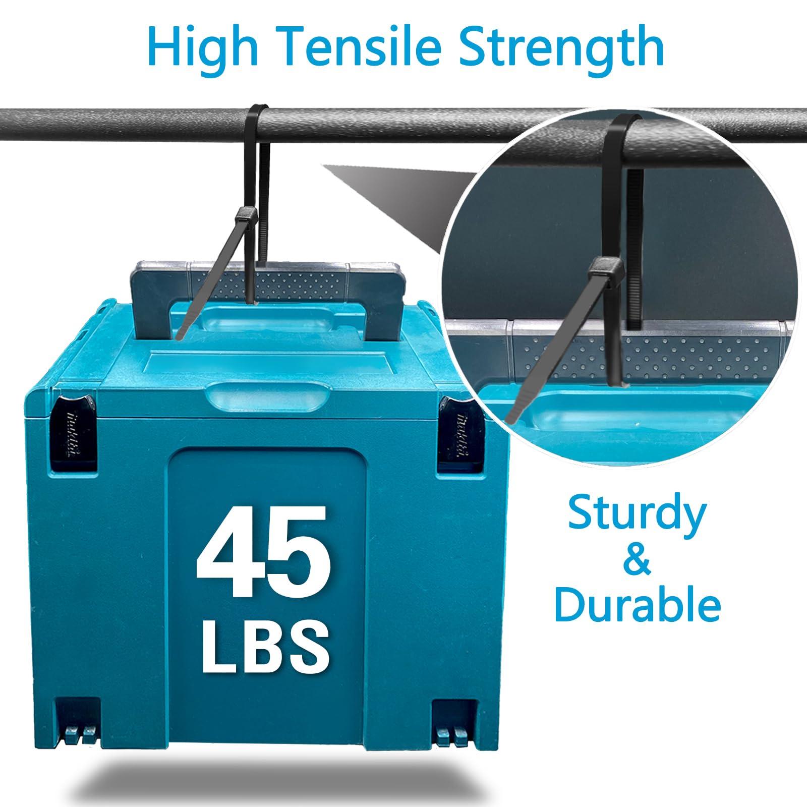 Glufirm Zip Ties 10 inch (100 Pack), Black Cable Ties, 45lb Tensile Strength, Wire Ties, Glufirm