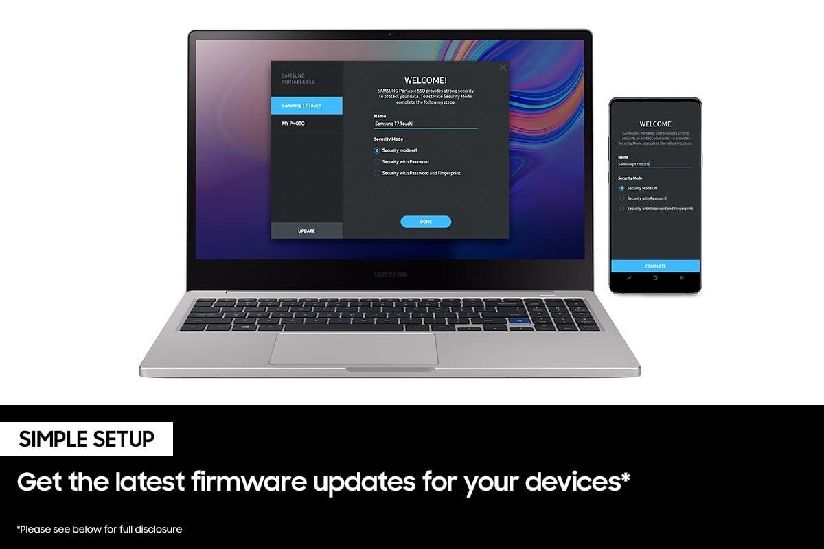 SAMSUNG SAMSUNG T7 Touch Portable SSD 2TB ,up to 1050MB/s, USB 3.2 External Solid State Drive, Black (MU-PC2T0K/WW)
