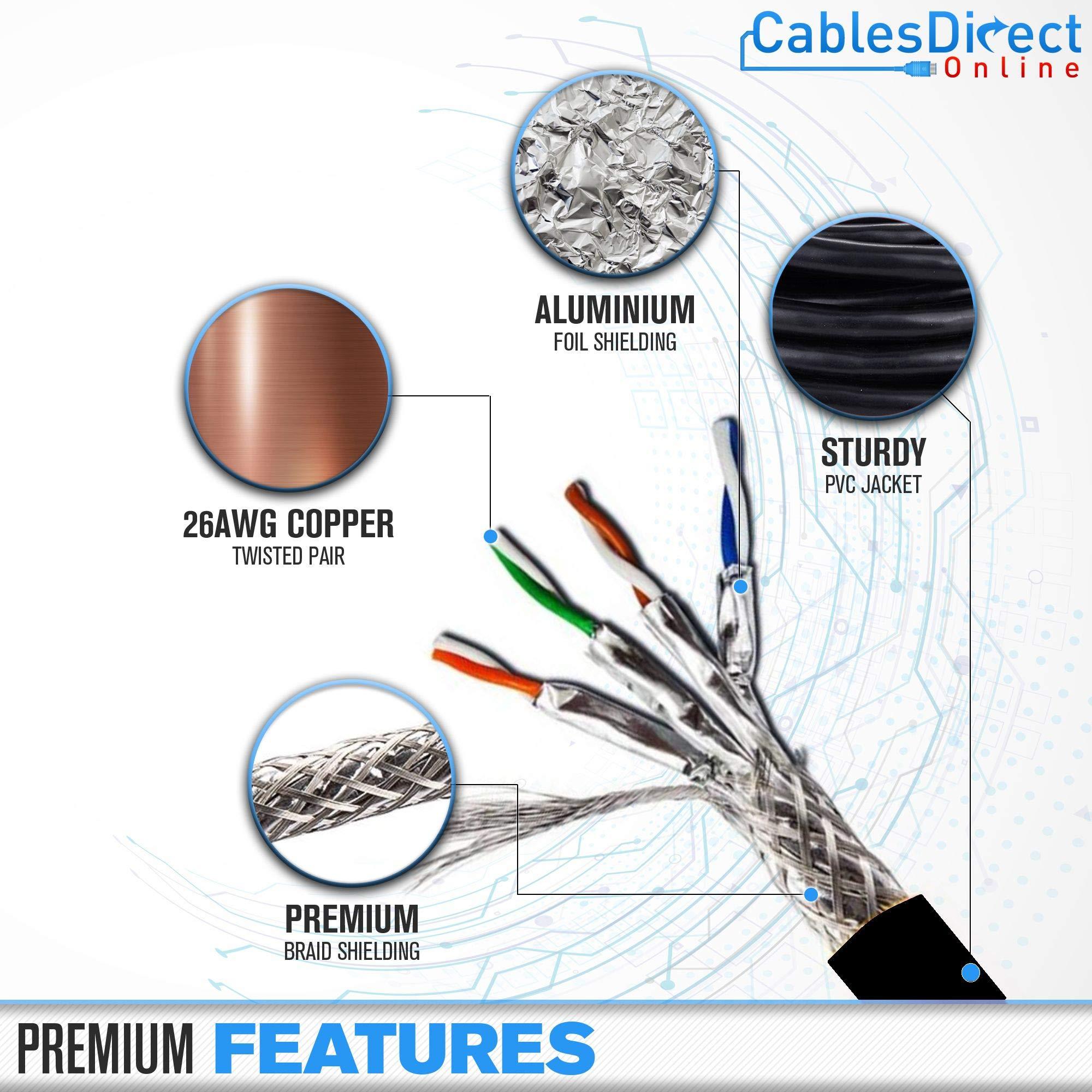 Cables Direct Online Cables Direct Online 100FT Cat7 Outdoor Ethernet Cable 26AWG SFTP Heavy-Duty Cat 7 Networking Patch Cord RJ45 600Mhz Waterproof Direct Burial