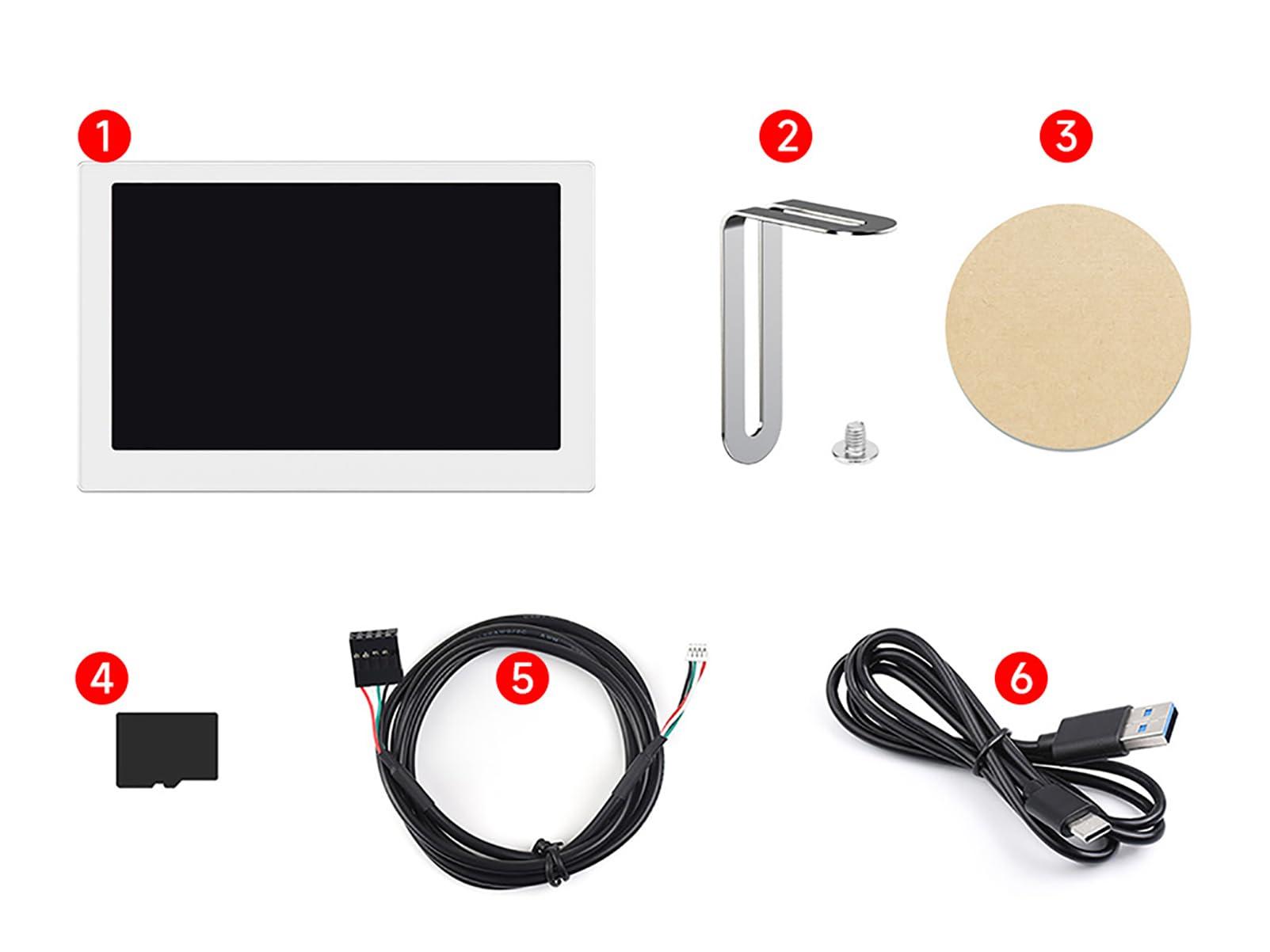 waveshare Coolwell 5 Inch USB Monitor Desktop Ambient Screen IPS Panel PC Case Secondary Screen 800480 Type-C Interface with Music Spectrum Analysis Function (Silver)