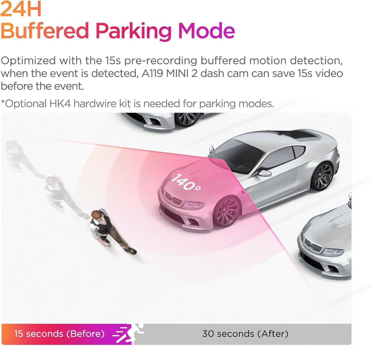 VIOFO VIOFO Dash Cam A119 Mini 2, STARVIS 2 Sensor, 2K 60fps/HDR 30fps Voice Control Car Dash Camera with 5GHz Wi-Fi GPS, Night Vision 2.0, 24H Parking Mode, Supercapacitor, Support 512GB Max