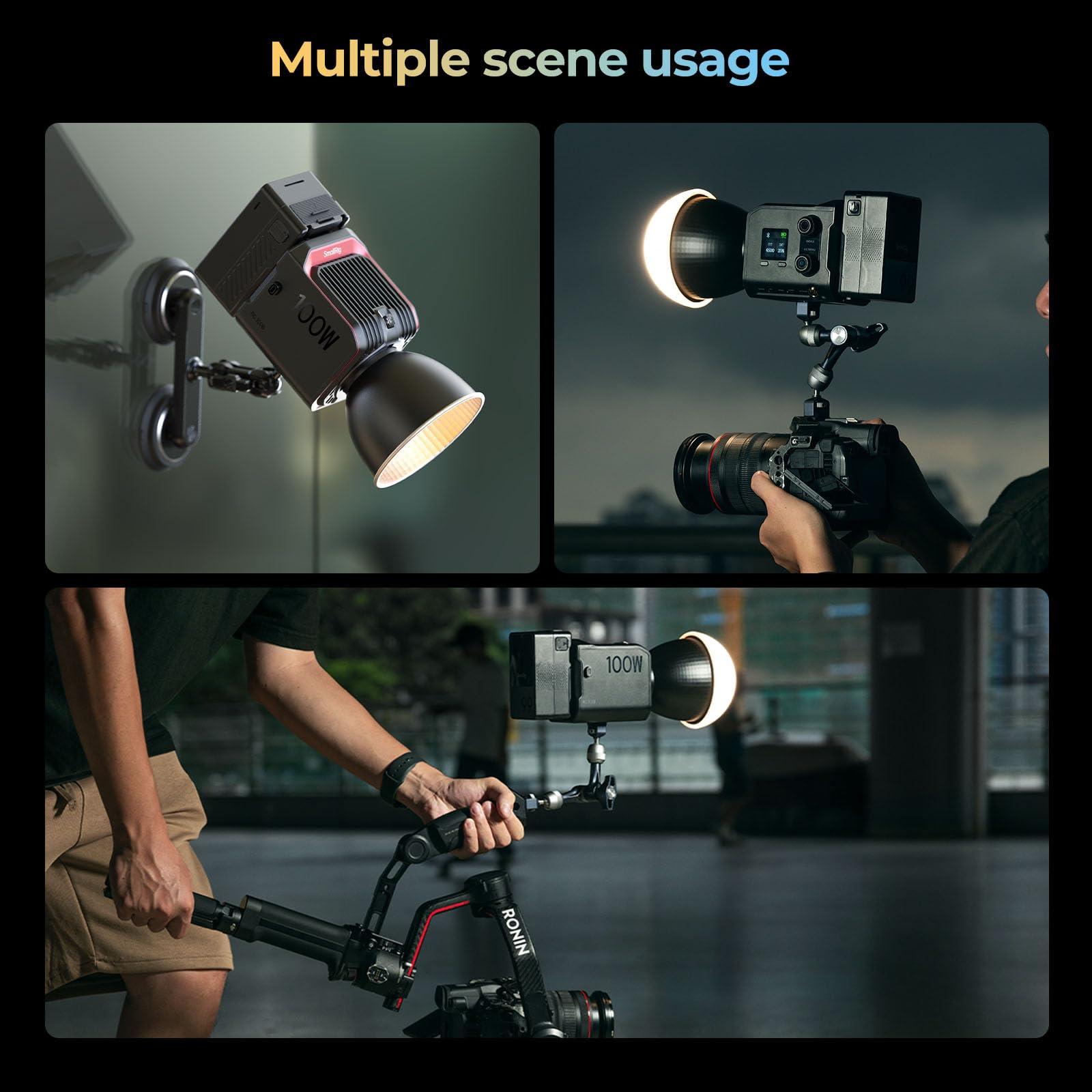 SMALLRIG SmallRig RC 100B COB Video Light, 100W Bi-Color 2700K-6500K, Type-C PD Fast Charging, Built-in Battery Plate, with App Control for Photography, Photo Studio, Standard Version (Without Battery) 4893