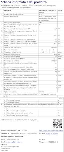 AOC Monitor 23.8" WLED IPS 24P1 1920 x 1080 Full HD Tempo di Risposta 5 ms