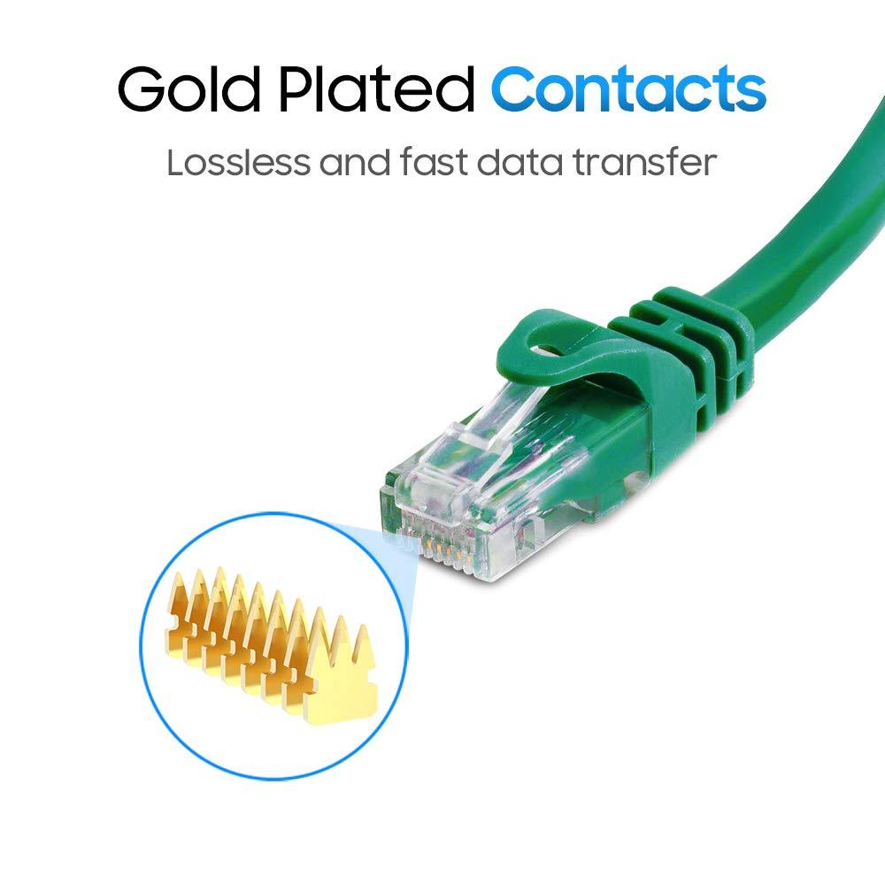 Cmple Cmple - Cat 6 Ethernet Cable 15 ft, Cat6 Patch Cables 10Gbps LAN Cable, 550MHz Network Cable, RJ45 Connectors, Compatible with Gaming Computer, Laptop, Modem, Router, HDTV, Gaming Console - Green