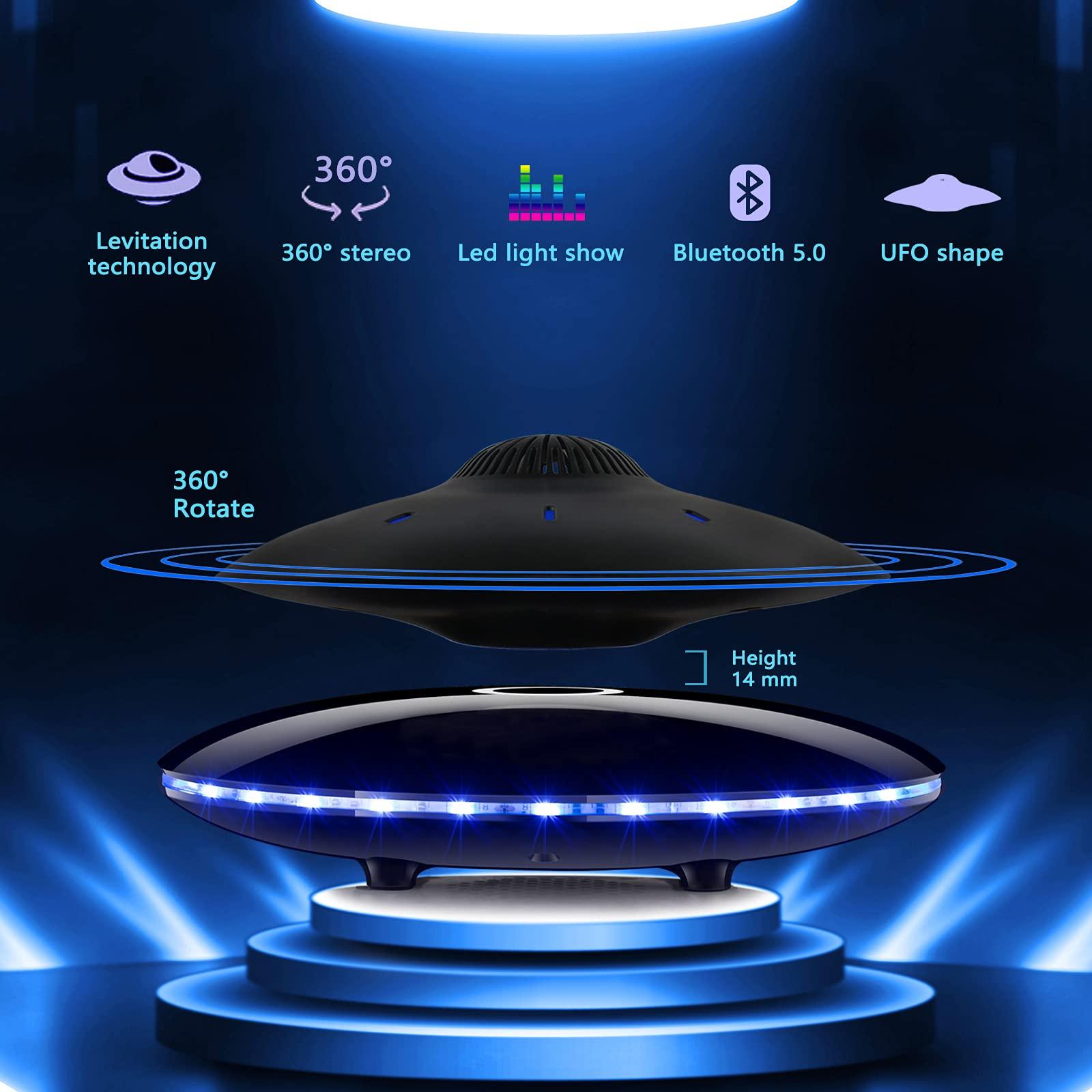 RUIXINDA RUIXINDA Magnetic Levitating Bluetooth Speaker, Levitating UFO Speakers with LED Lights, 360 Degree Rotation,Wireless Floating Speakers for Home Office Decor Cool Tech Gadgets,Creative Gifts