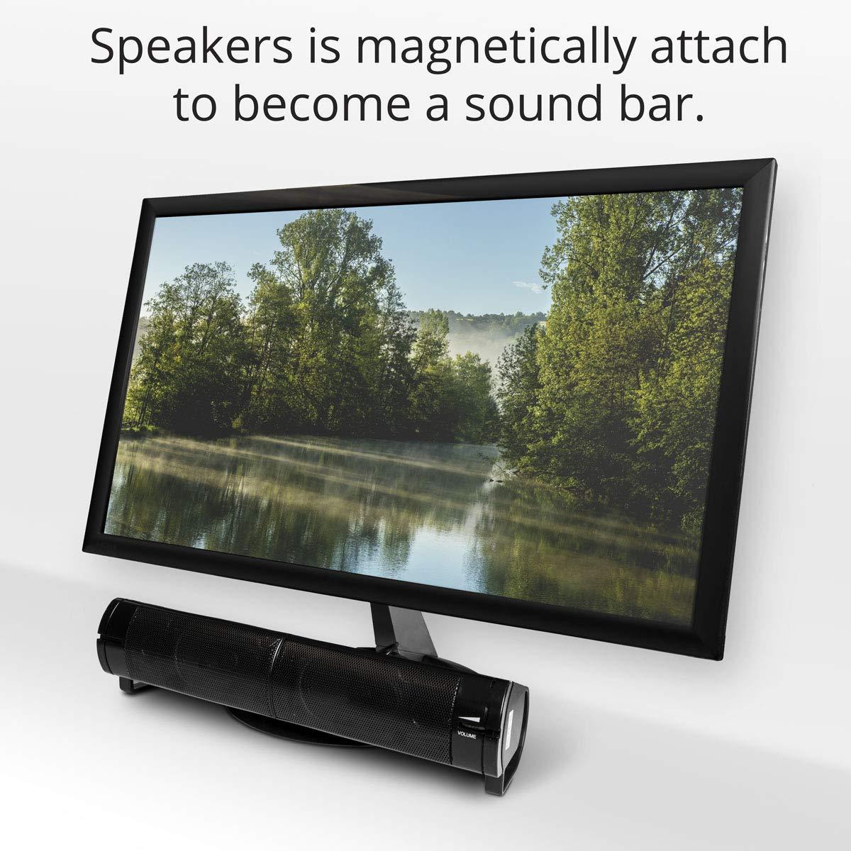 Syba PC USB Powered Monitor Speaker Sound Bar 3.5mm Audio Wired Soundbar Speaker Converts to Vertical Desktop Speaker CL-SPK20037