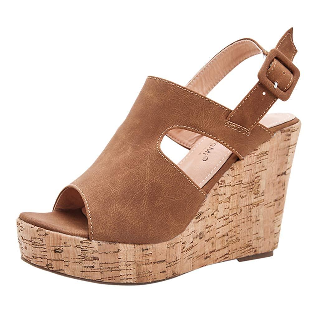 ZBYY ZBYY Women\'s Platform Sandals Open Toe Buckle Ankle Strap Chunky Platform Sandals Espadrille Gladiator Wedge Sandal