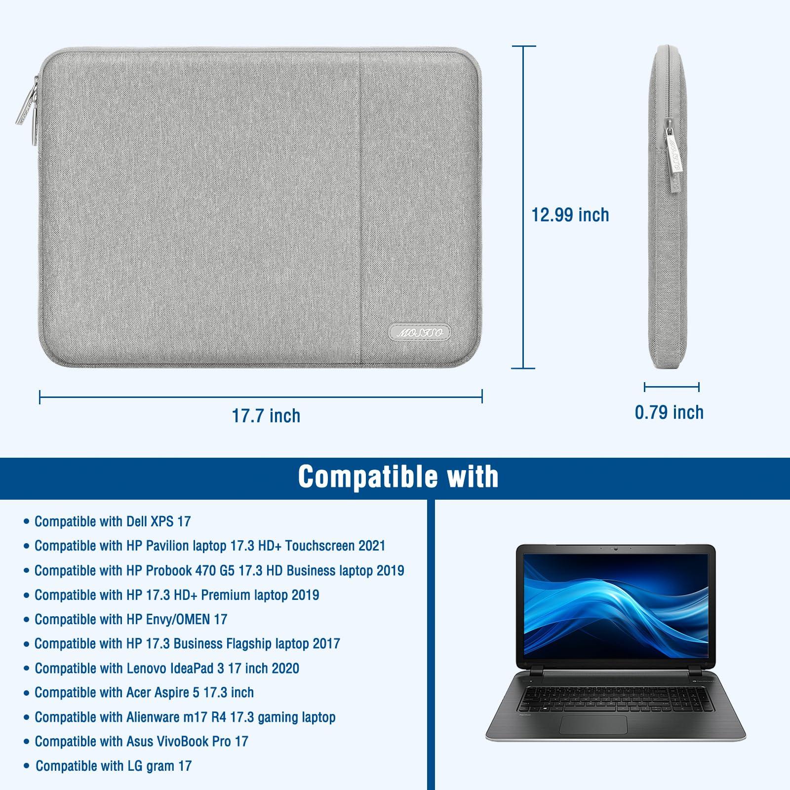 MOSISO MOSISO Laptop Case 17.3 inch, 17-17.3 inch Laptop Sleeve Compatible with Dell, HP, Lenovo, Asus, Acer, Alienware, Polyester Vertical Computer Sleeve Bag with Pocket, Gray