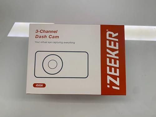 iZEEKER iZEEKER 3 Channel Dash Cam Front and Rear Inside, 2K Single, 1080P Triple Dash Camera for Cars with MicroSD Card, Infrared Night Vision for Taxi Driver, Accident Record, Loop Recording, Parking Mode