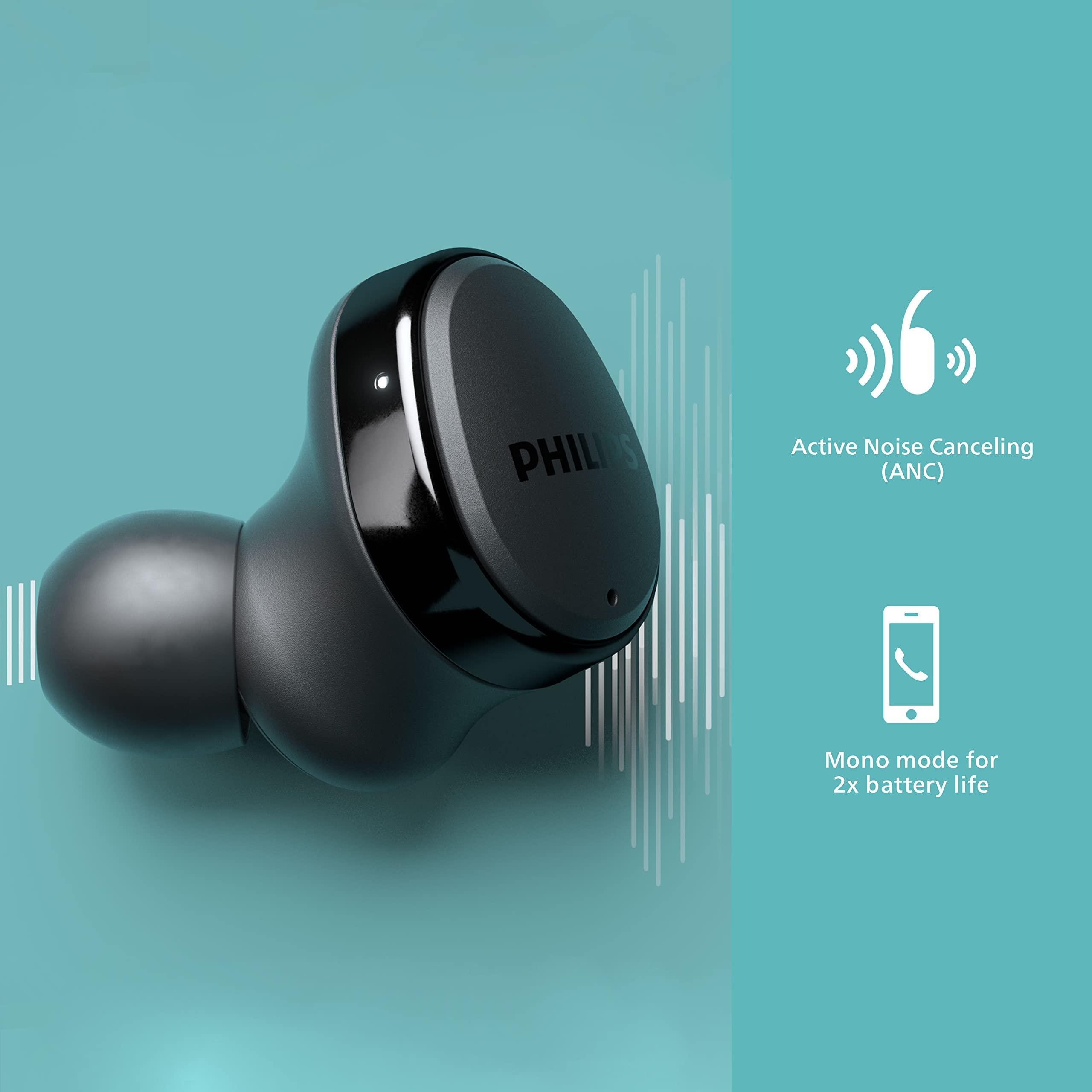 PHILIPS PHILIPS T4556 True Wireless Headphones with Active Noise Canceling (ANC) and IPX4 Water Resistance, Black