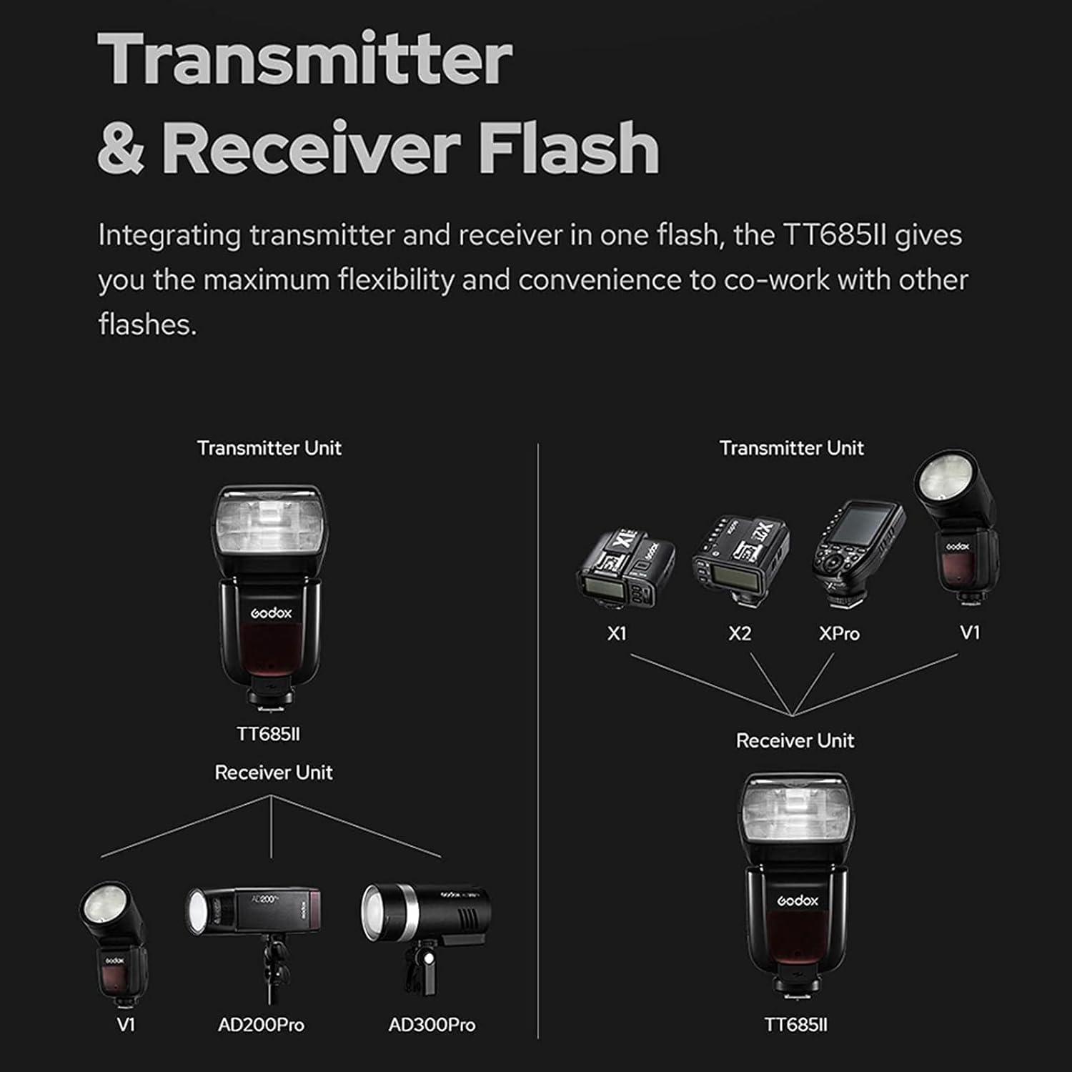 GODOX Godox Speedlight TT685IIC Flash with Godox Flash Trigger X2T-C - GN60, Extended Rotation, TCM Function, Quick Lock Hot Shoe, TTL, HSS, and 2.4G Wireless X System - Compatible with Canon Cameras