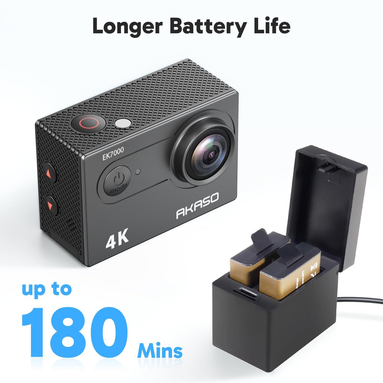 AKASO AKASO EK7000 4K30fps Action Camera - 131ft Waterproof Camera with EIS 4X Zoom Remote Control Ultra HD 20MP Underwater Camera with Accessories Kit