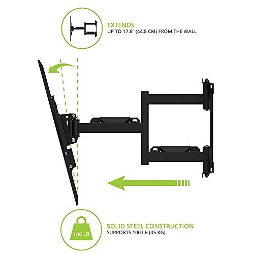 Kanto Kanto SDX600 Full Motion Anti-Theft Security TV Mount for 37-inch to 65-inch TVs | Extends 17" from Wall | Supports up to 100 lb | Up to 400 x 400 VESA | Black
