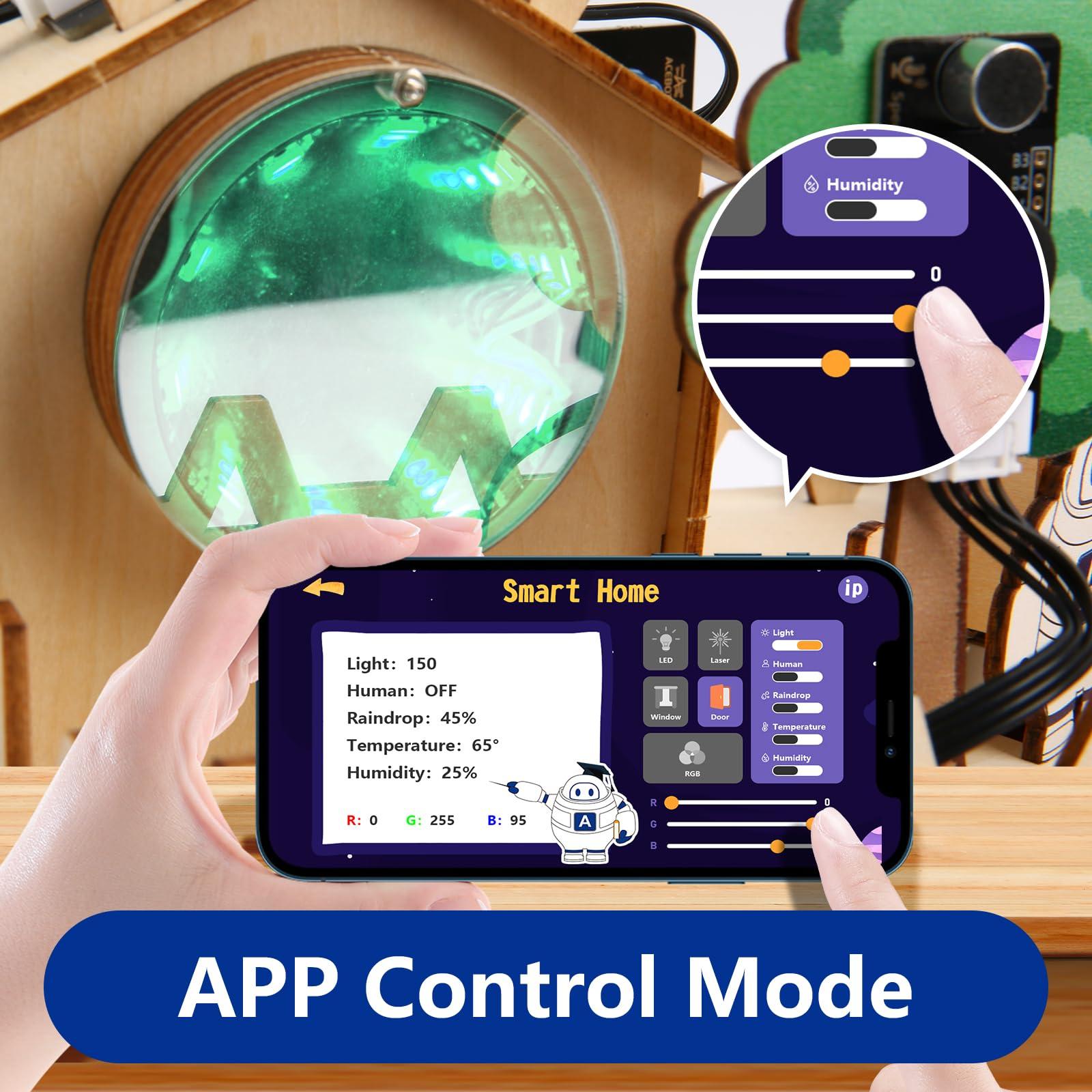 ACEBOTT ACEBOTT ESP32 Smart Home IoT Starter Kit Compatible with Arduino IDE, Electronics Home Automation Coding Kit, DIY Wooden House Building Sensor Set STEM Educational Set for Teens 15+