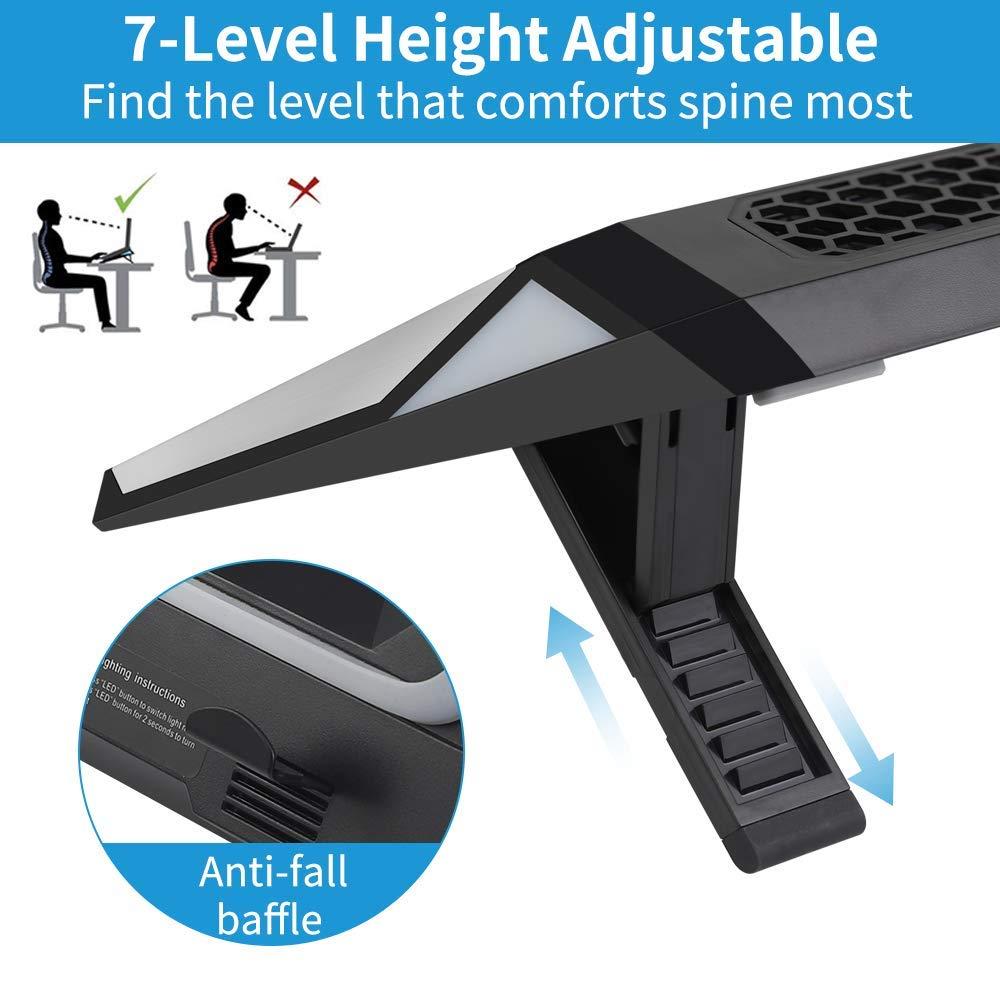 AFMAT Gaming Laptop Cooling Pad, 4500RPM Laptop Cooling Pad with Turbo-Fans, USB Ports, Colorful Lights - CPU Temperature Drops 20-30 Within Seconds - for 14-17.3 inch Laptops