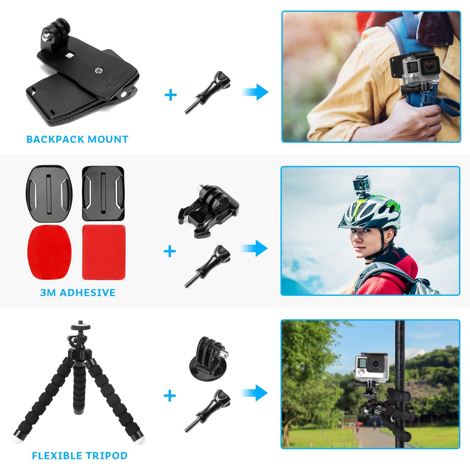 Luxebell Luxebell Accessories Kit for AKASO EK5000 EK7000 4K WiFi Action Camera GoPro Hero 12 11 10 9 8 7 6 5/Session 5/Hero 4/3+/3/2/1 Max Fusion SJ4000 SJ5000 (14-in-1)