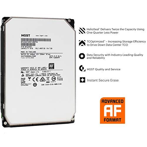 HGST HGST Ultrastar He8 | HUH728080ALE600 | 0F23267 | 8TB 7200 RPM 128MB Cache SATA 6.0Gb/s 3.5" Inch | 512e | Instant Secure Erase | Helium Platform Hard Disk Drive HDD