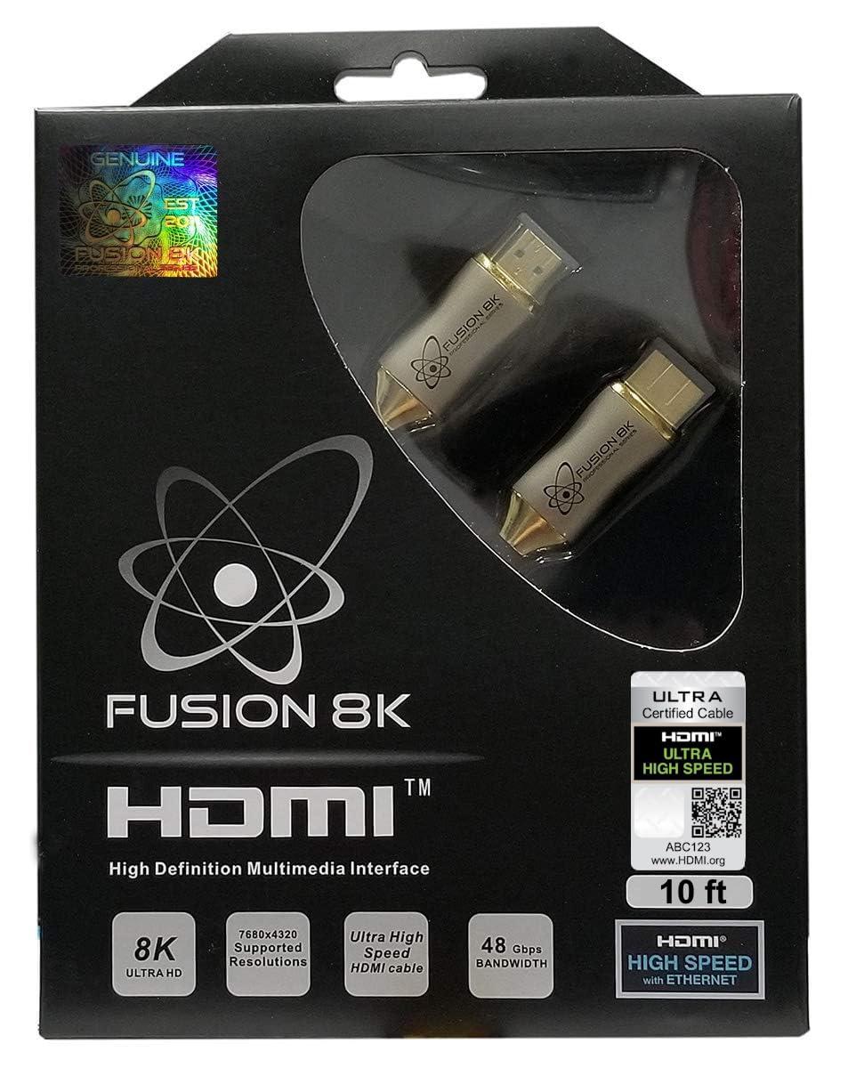 Fusion8K Fusion8K HDMI 2.1 Certified Cable Supports 8K @60Hz and 4K @120Hz Compatible with All TVs, BluRay, Xbox Series X, PS5 (10 Feet)