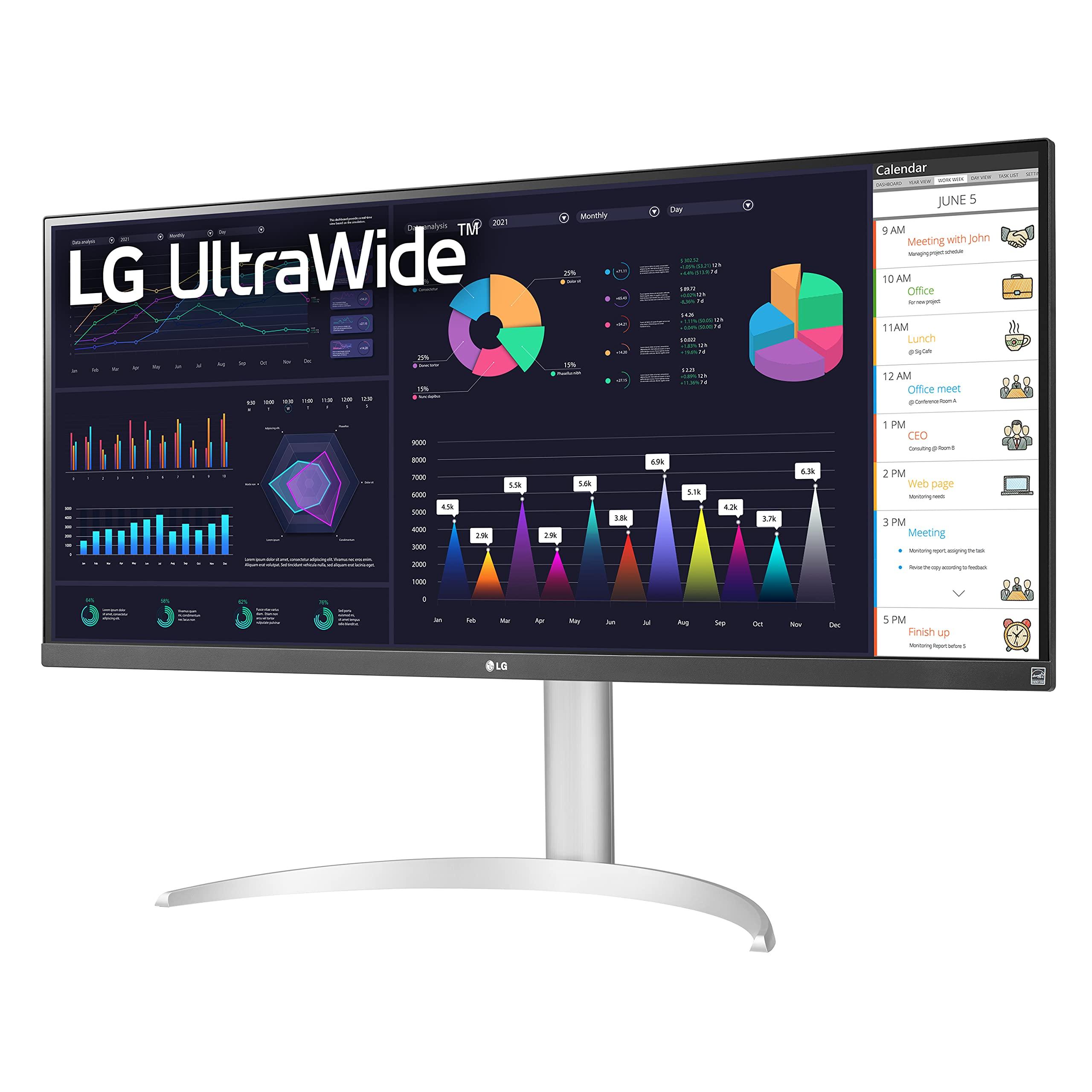 LG LG 34WQ650-W 34 Inch 21:9 UltraWide Full HD (2560 x 1080) 100Hz IPS Monitor, 100Hz Refresh Rate with RGB 99% Color Gamut, VESA DisplayHDR 400, USB Type-C, AMD FreeSync, Tilt/Height Adjustable Stand