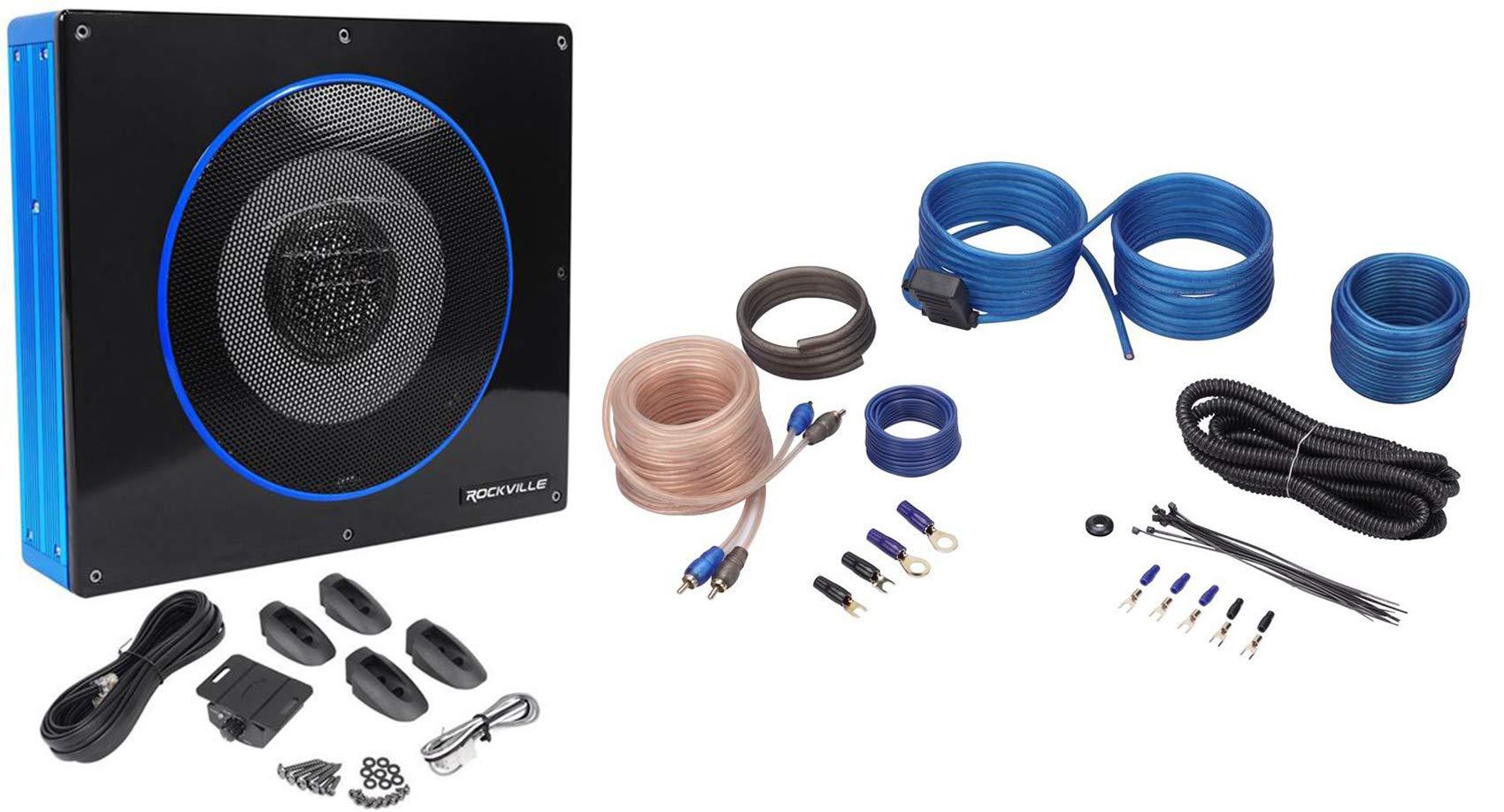 Rockville Rockville RW8CA 8" 600 Watt Under-Seat Slim Amplified Car Subwoofer +Wire Kit