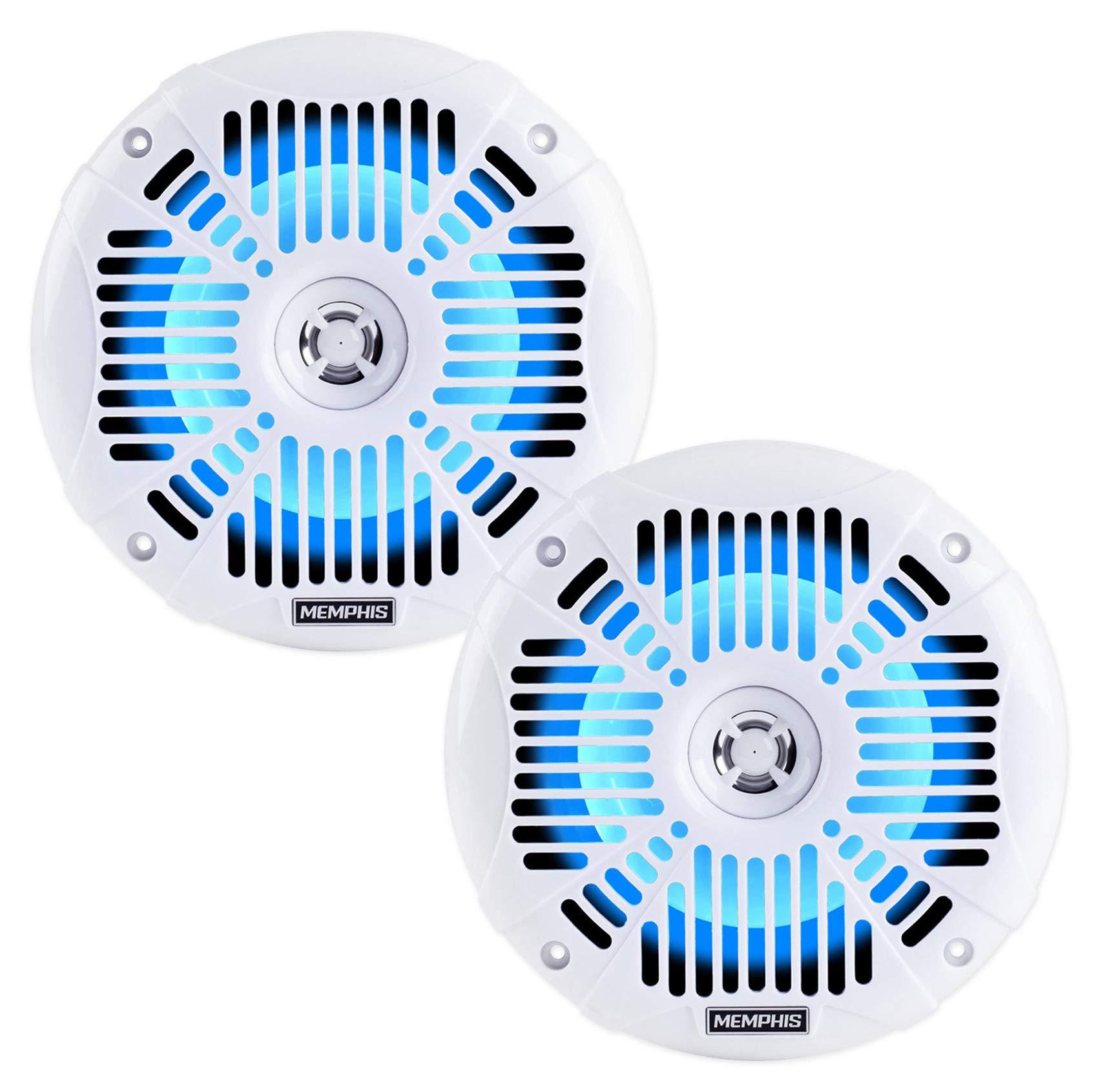 Memphis Memphis (4) Audio MXA602SLW 80 Watt 6.5" White Marine LED Speakers for Boat
