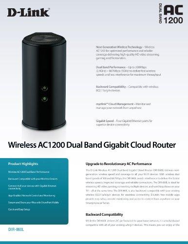 D-Link D-Link Wireless AC Smartbeam 1200 Mbps Home Cloud App-Enabled Dual-Band Gigabit Router (DIR-860L)