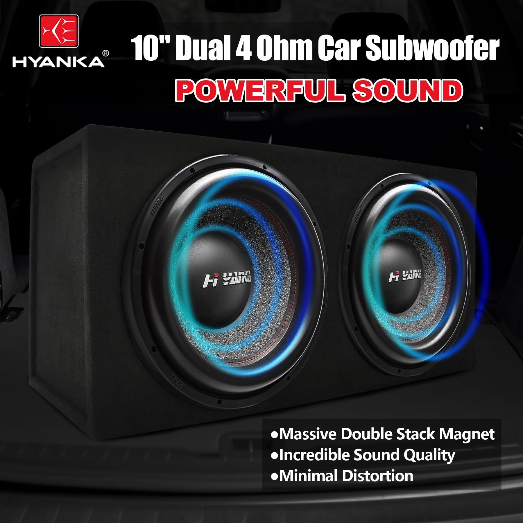 H YANKA H YANKA BSF-10-4 10 Inch Subwoofer - 1000W MAX Power 10 Inch Paper Cone Subwoofer Car Audio, Black Aluminum Basket, 2.5 Dual Voice Coil 4 Ohm Impedance 10 Subwoofer for Cars