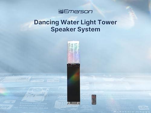 Emerson Emerson EHS-2001 Dancing Water Light Tower Speaker System with Bluetooth and FM Radio, Floor-Standing Wireless Speaker with LED Water Fountain Light Show, Crystal Clear Sound, Bluetooth Streaming