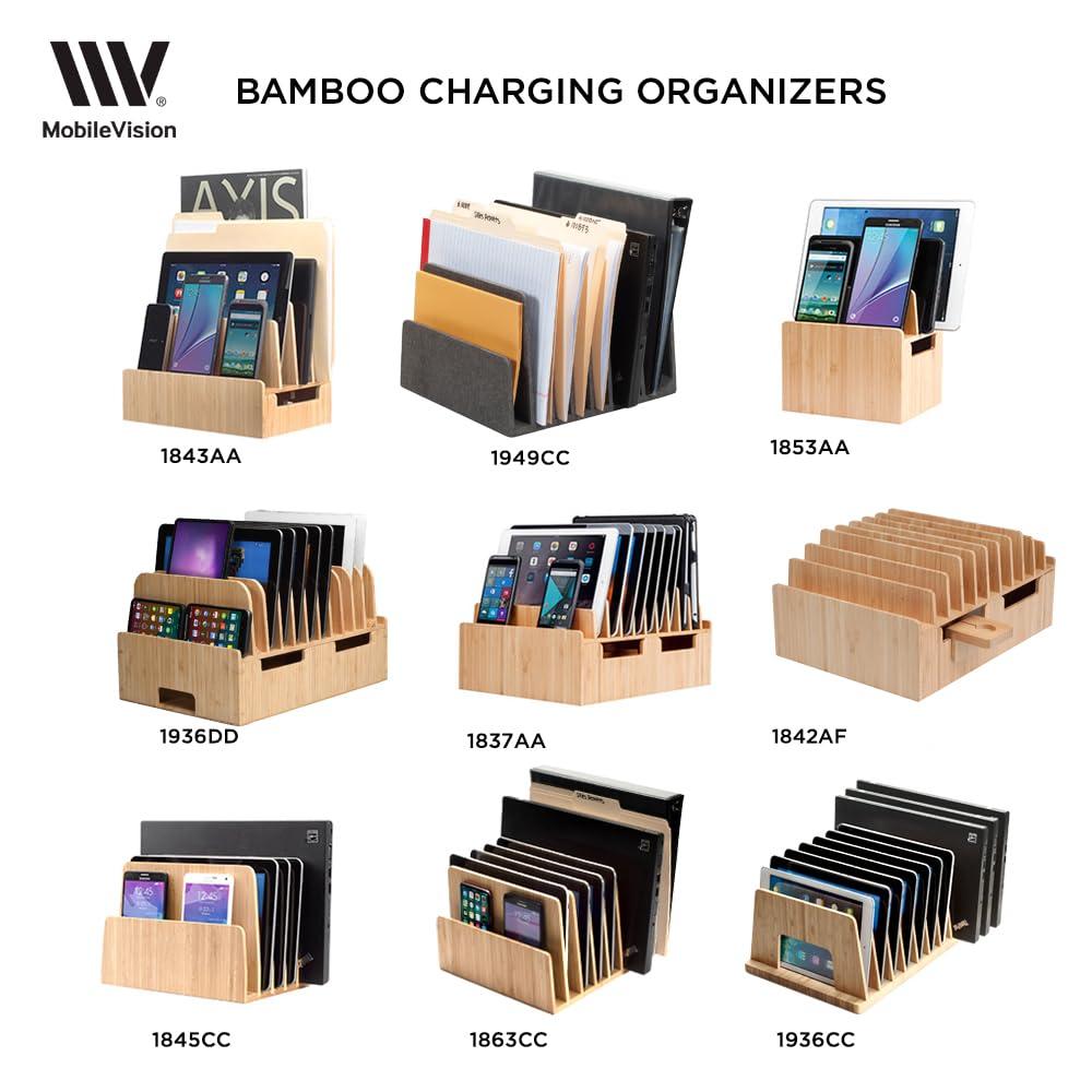 MobileVision MobileVision Bamboo Charging Station & Multi Device Organizer Slim Version for Smartphones, Tablets, and Laptops