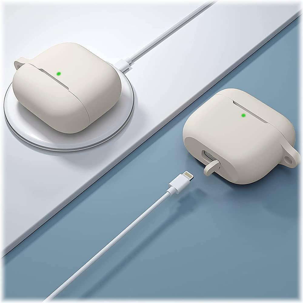 ZERODAMAGE SAHARA CASE SaharaCase Silicone Case for Apple AirPods 3 (2021 3rd Generation) [Rugged] Full Body Protection Antislip Grip Slim with Keychain (Glow White)