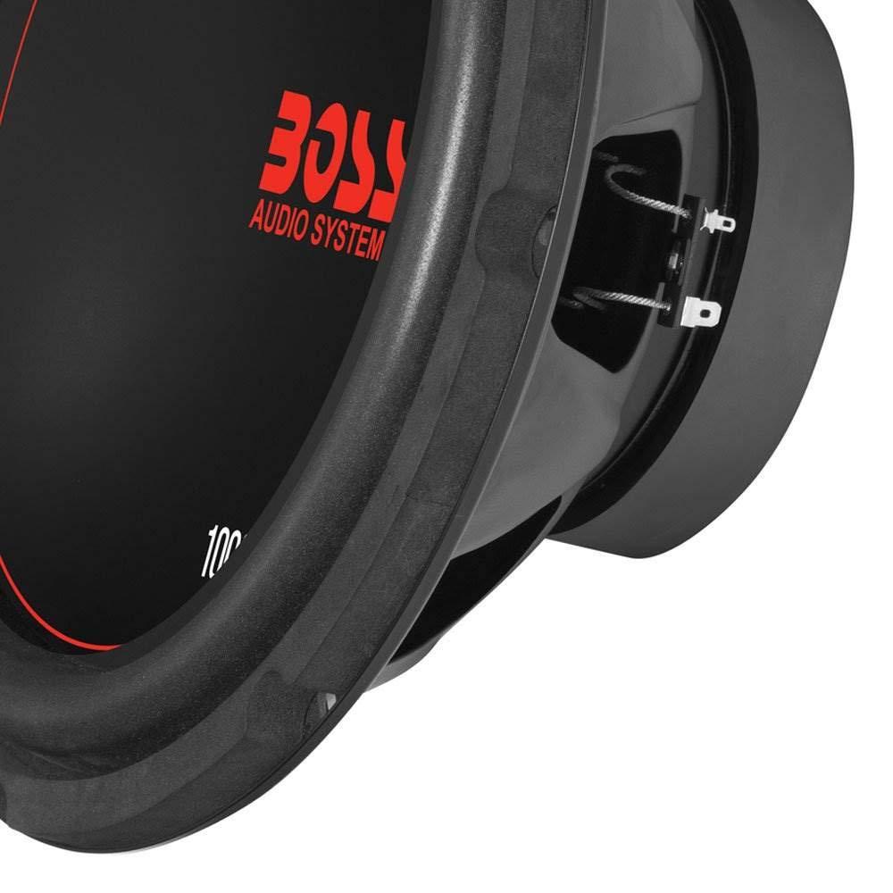 BOSS Audio Systems 2 Boss CXX104DVC Chaos Exxtreme 10-Inch 1000W DVC 4 Ohm Subwoofer, Black and AR1500M Mono MOSFET Power Amplifier and AKS8 Amplifier Installation Kit