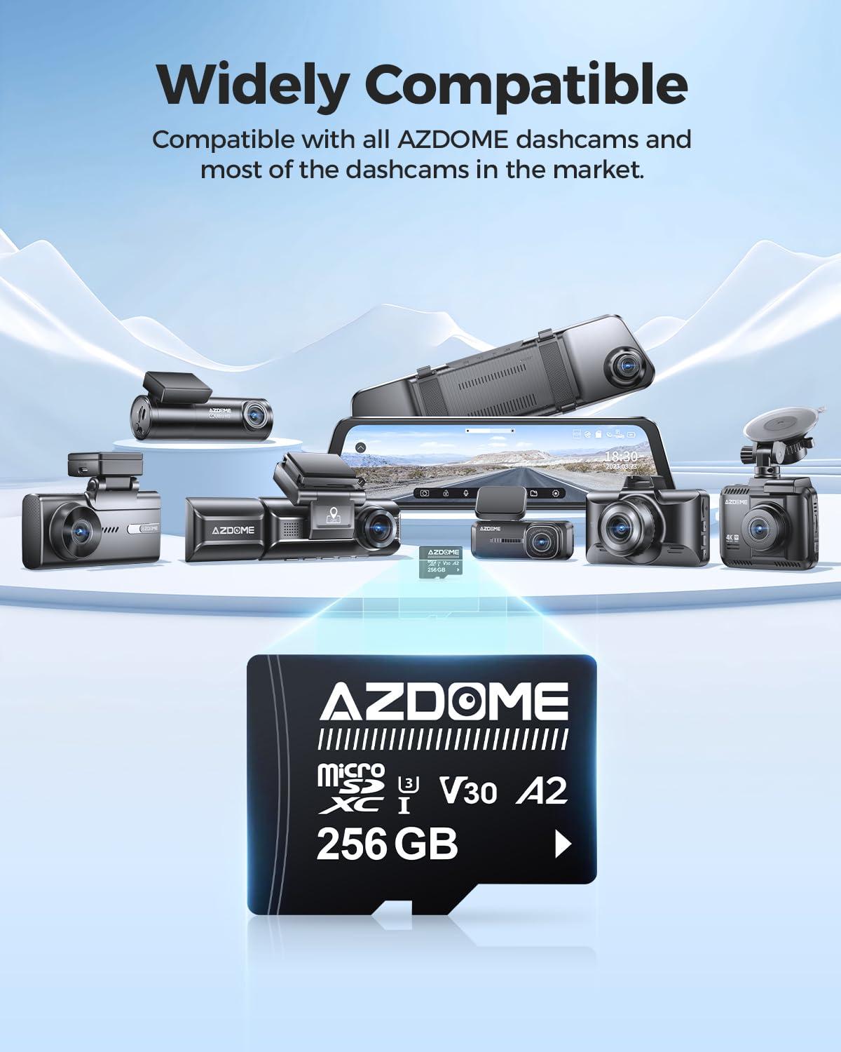 AZDOME AZDOME PG17 4K 12" Rear View Mirror Camera with Type-C OBD Dash Cam Hardwire Kit and 256GB SD Card for Dash Cam