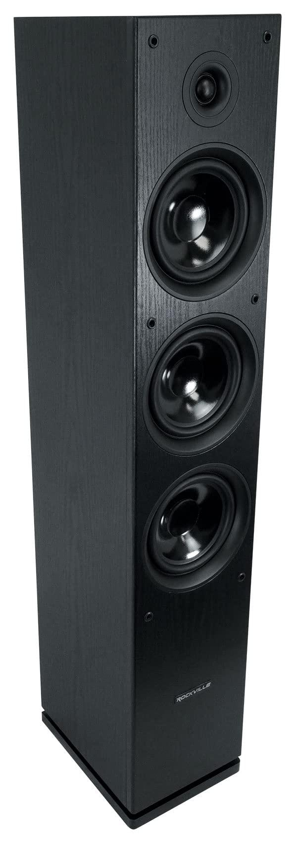 Rockville Rockville RockTower 68B Passive Tower Speaker, 8 Ohm, Black, High-Fidelity Sound, Detachable Grille, 3-Way, 6.5", 500W, MDF, Perfect for Home Audio