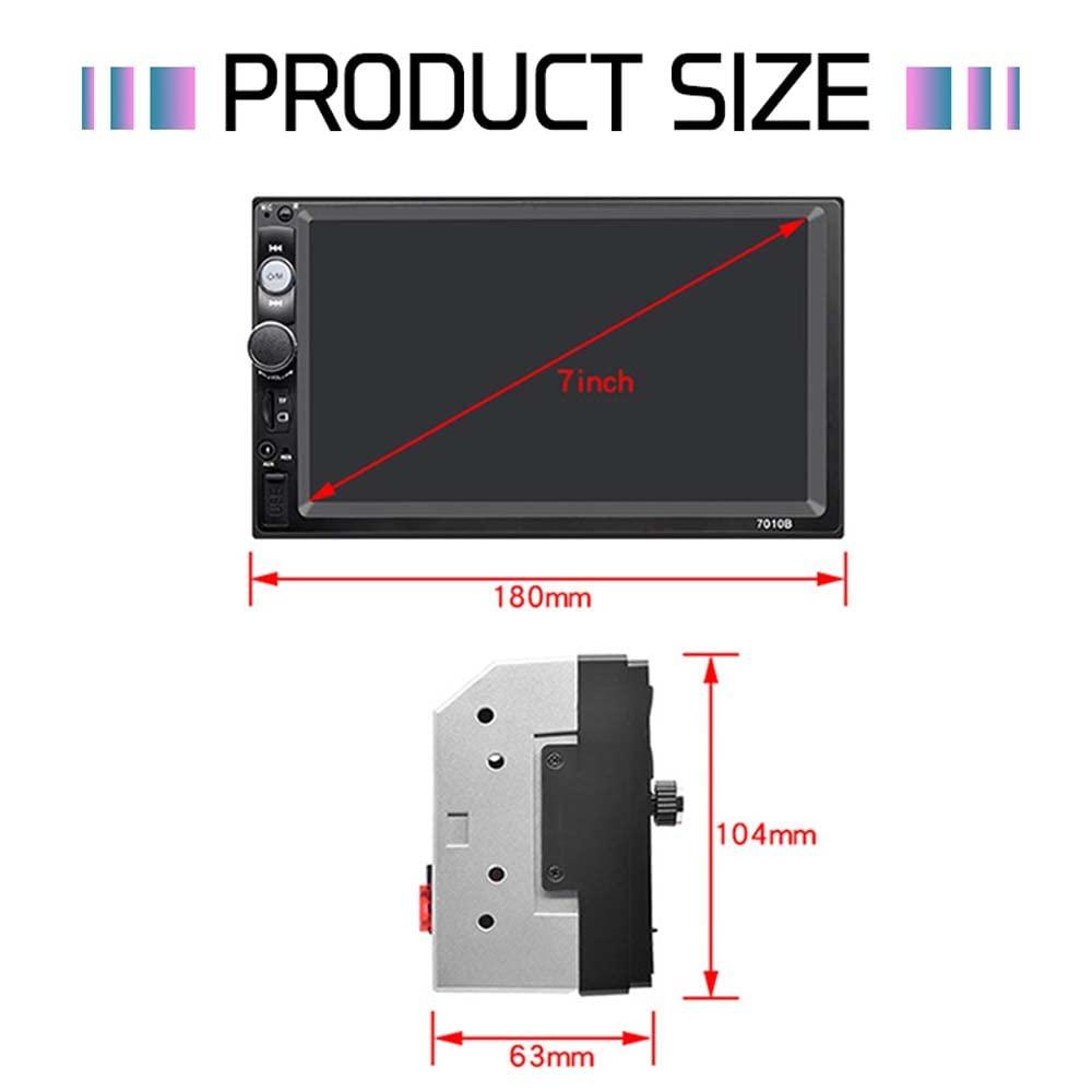 wepeculior 12V Double Din 7010B 7'' inch Car Stereo Radio Head Unit Mirror Link Compatiable with iPhone Android MP5 Player Bluetooth 4.0 USB AUX TF Card FM ISO Connector