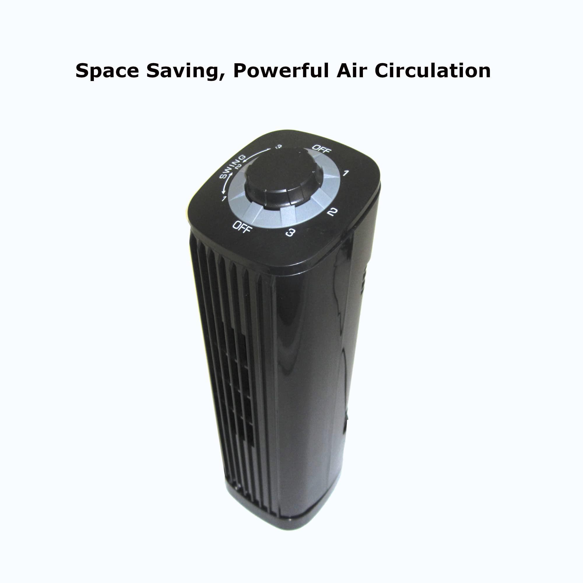 Optimus Optimus F-7348BK-F F-7348 3-Speed 50-Watt 14-in. Portable Ultra-Slim Desktop Oscillating Tower Fan (Black)