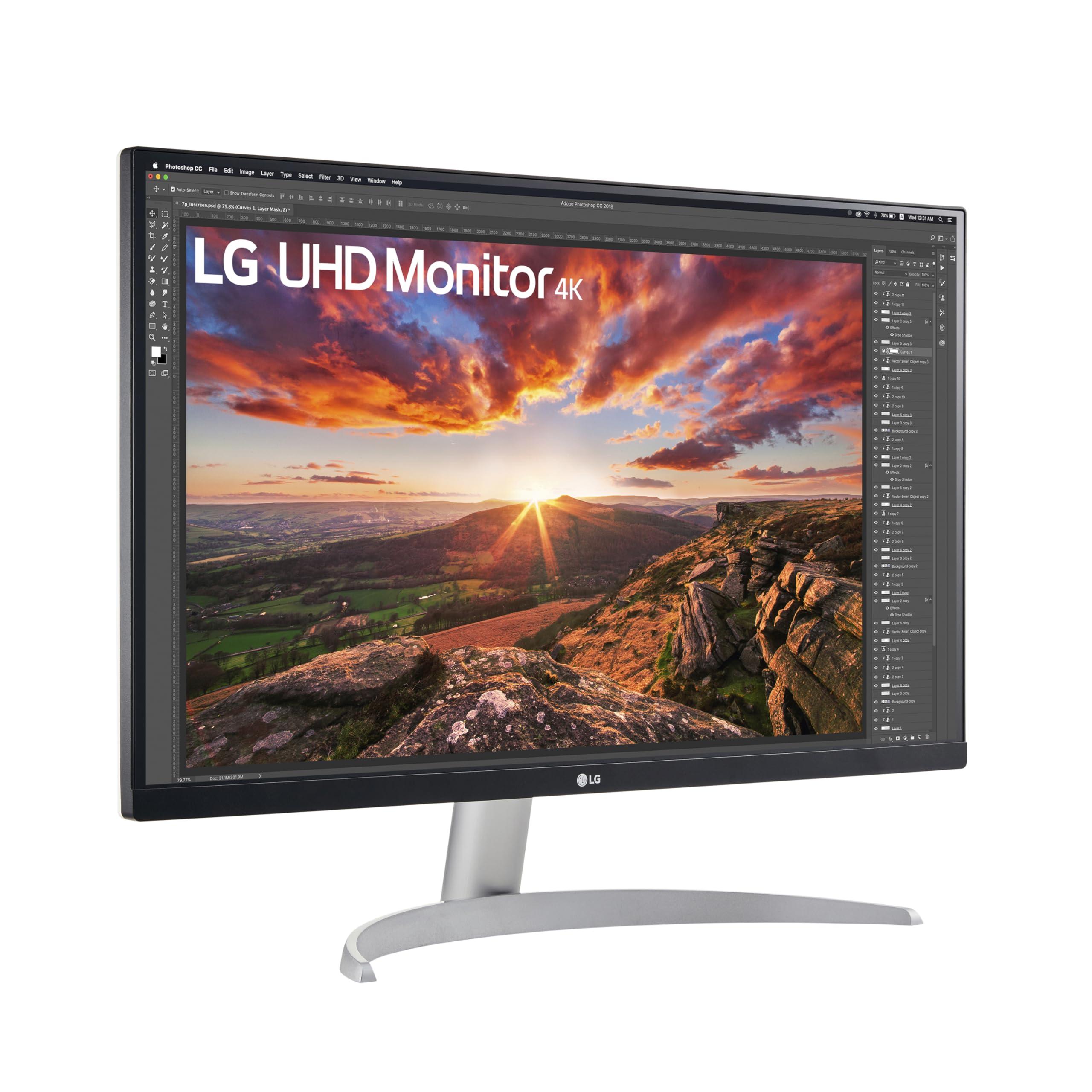 LG LG 27UP600-W 27-inch Ultrafine 4K UHD (3840x2160) IPS Computer Monitor, AMD FreeSync, VESA DisplayHDR 400, Reader Mode, Flicker Safe, HDMI, DisplayPort, White