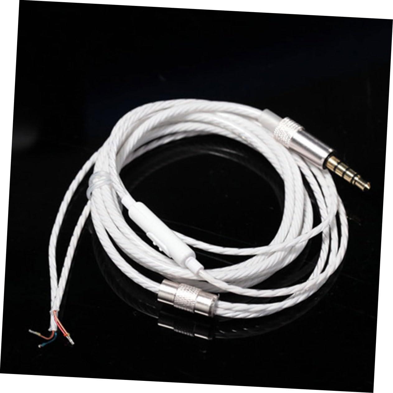 DirectNine Basics 2pcs Wired Earbuds Microphone Cable Line DIY Earphone Repair White Core Headphone Wire Accessories