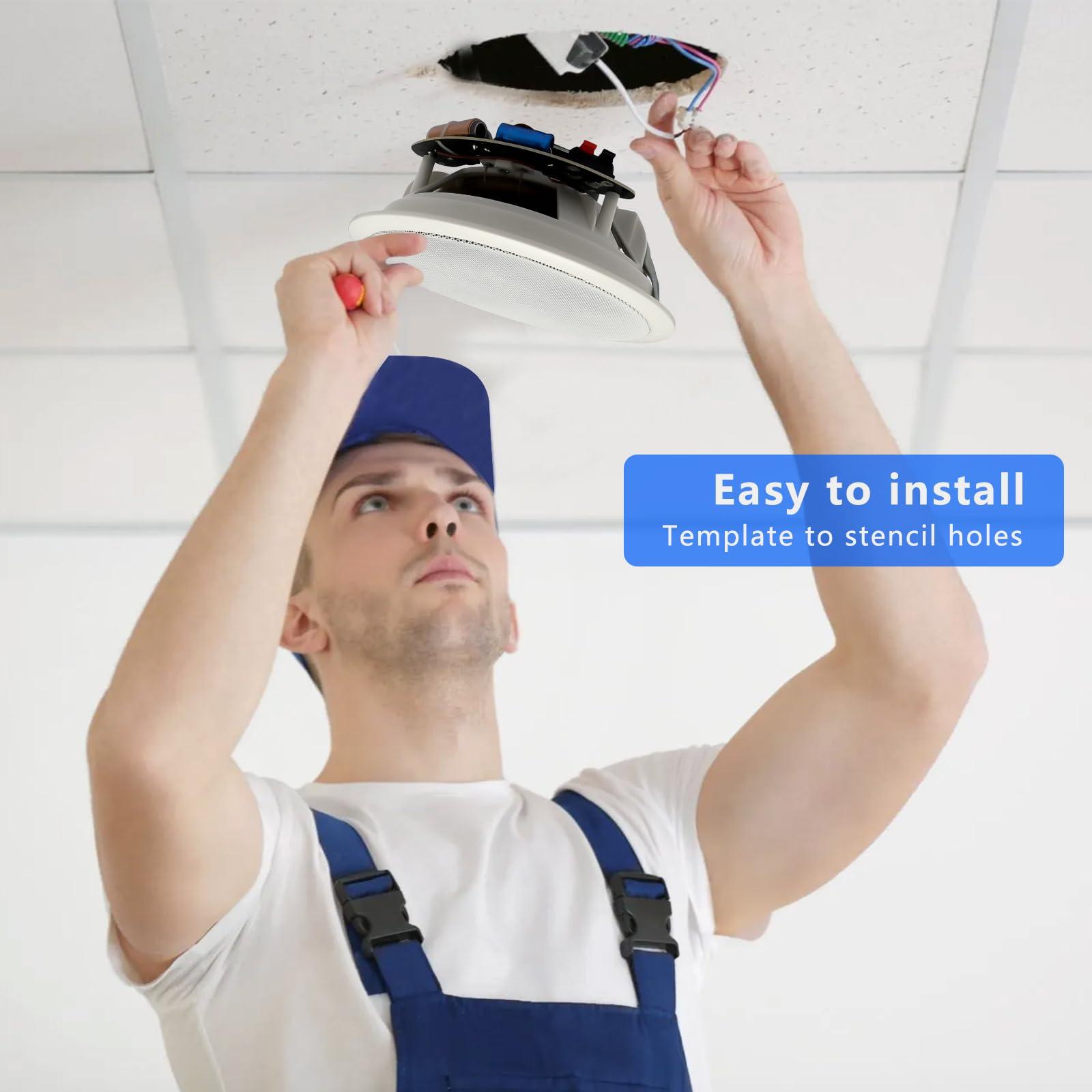 PNWCZ PNWCZ 6.5\'\' Bluetooth in Ceiling Speakers with Wall Amplifier Receiver 600W Flush Mount Ceiling & in-Wall Speaker System for Home Theater Office Bathroom Living Room Kitchen(2Pairs)