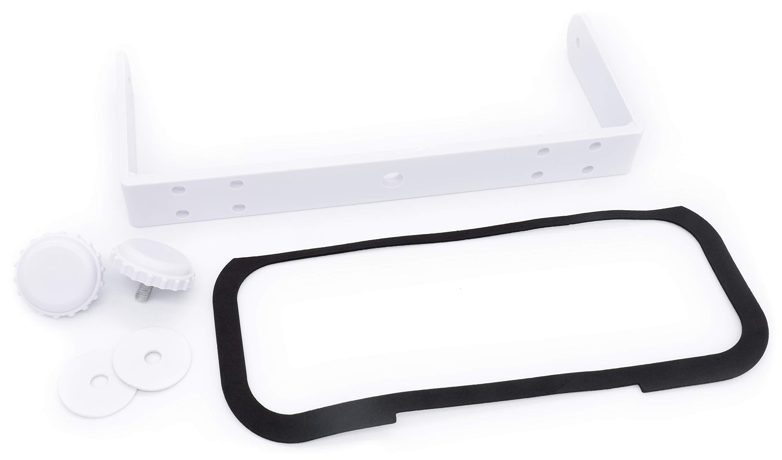 BELVA Belva BMRC6W White Fully Enclosed Marine Radio Cover/Radio Splash Guard for Deck or Overhead Installs, Water-Resistant with Flip-up Style