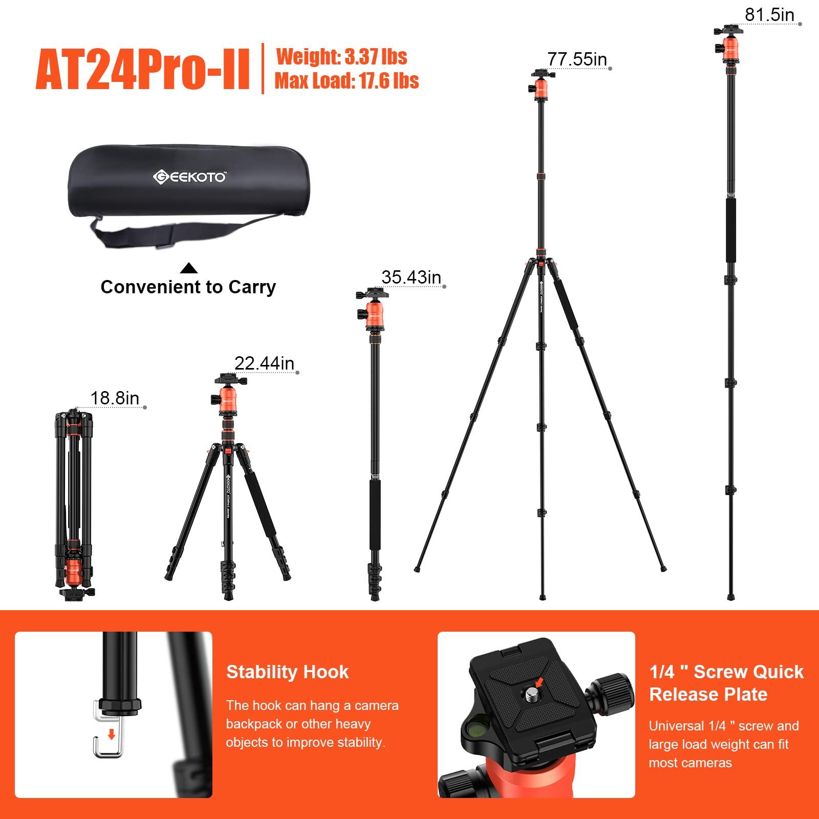 GEEKOTO [Upgrade Version] GEEKOTO 77'' Tripod, Aluminum Camera Tripod Monopod, Foldable DSLR Tripod for Travel, Compact Tripod with 360 Panorama Ball Head Quick Release Plate for Travel and Work
