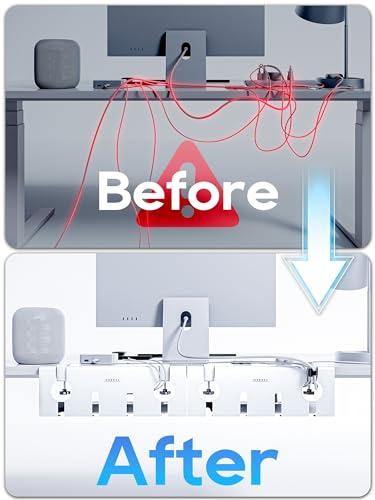 NODOCA NODOCA No Drill Under Desk Cable Management Tray, 17\'\' Wire Management, Punch-Free Clamp on, Newest Metal Cable Tray, Wire Organizer Under Desk, Under Desk Basket for Office and Home, White(2 Packs)