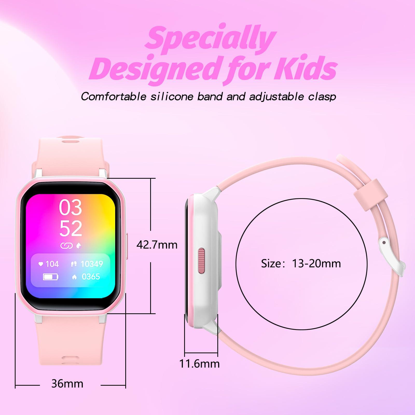 YOUSOKU YOUSOKU Kids Smart Watch Girls Boys, Fitness Tracker for Kids,1.5 inch and DIY Dials,19 Sport Modes, Sleep Monitor, Pedometers, Heart Rate, IP68 Waterproof, Great Gift for Boys Girls Teens 6-14 (Pink)